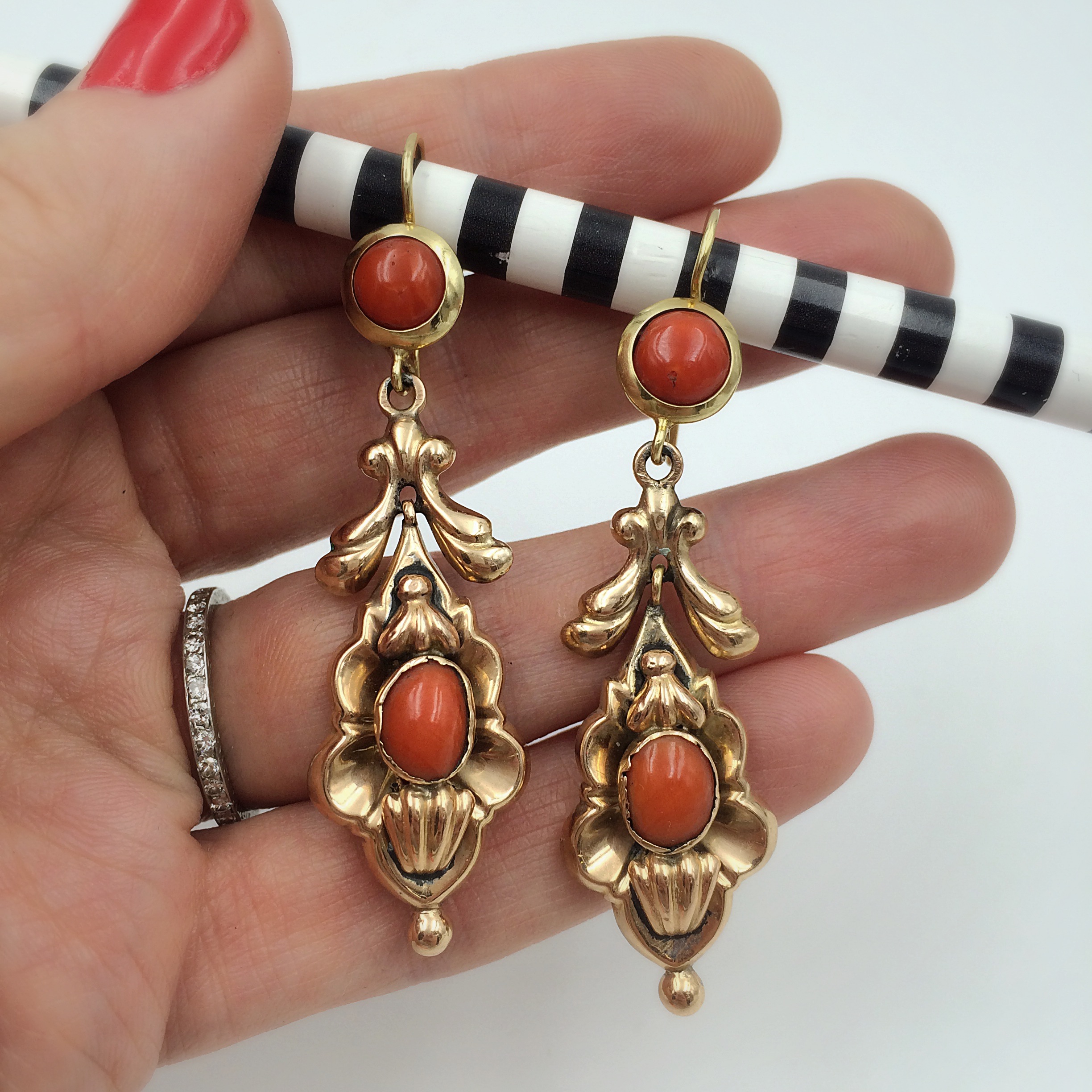 antique coral earrings at Reverie vintage NYC