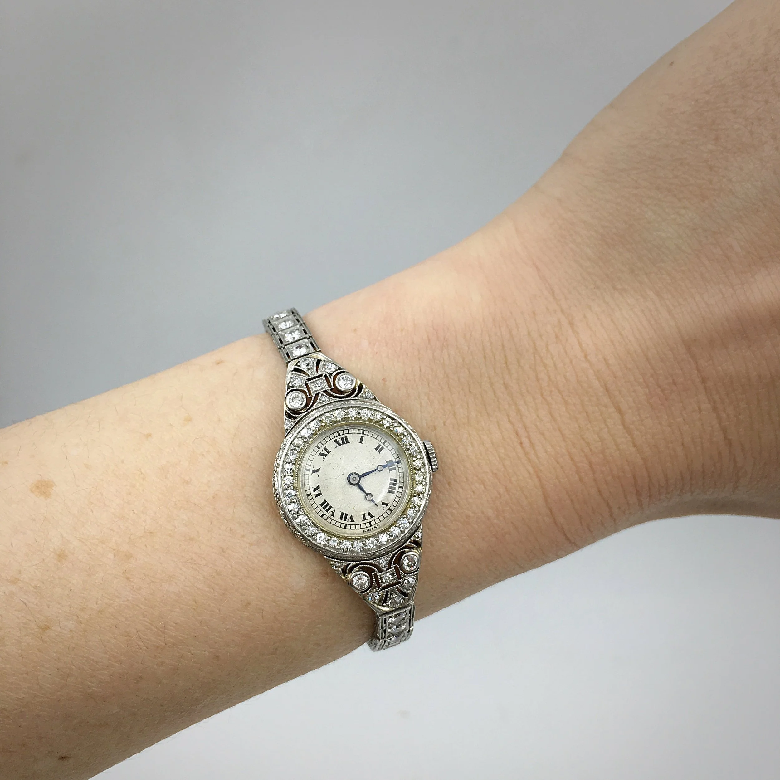 Meylan platinum diamond watch Reverie estate jewelry nyc