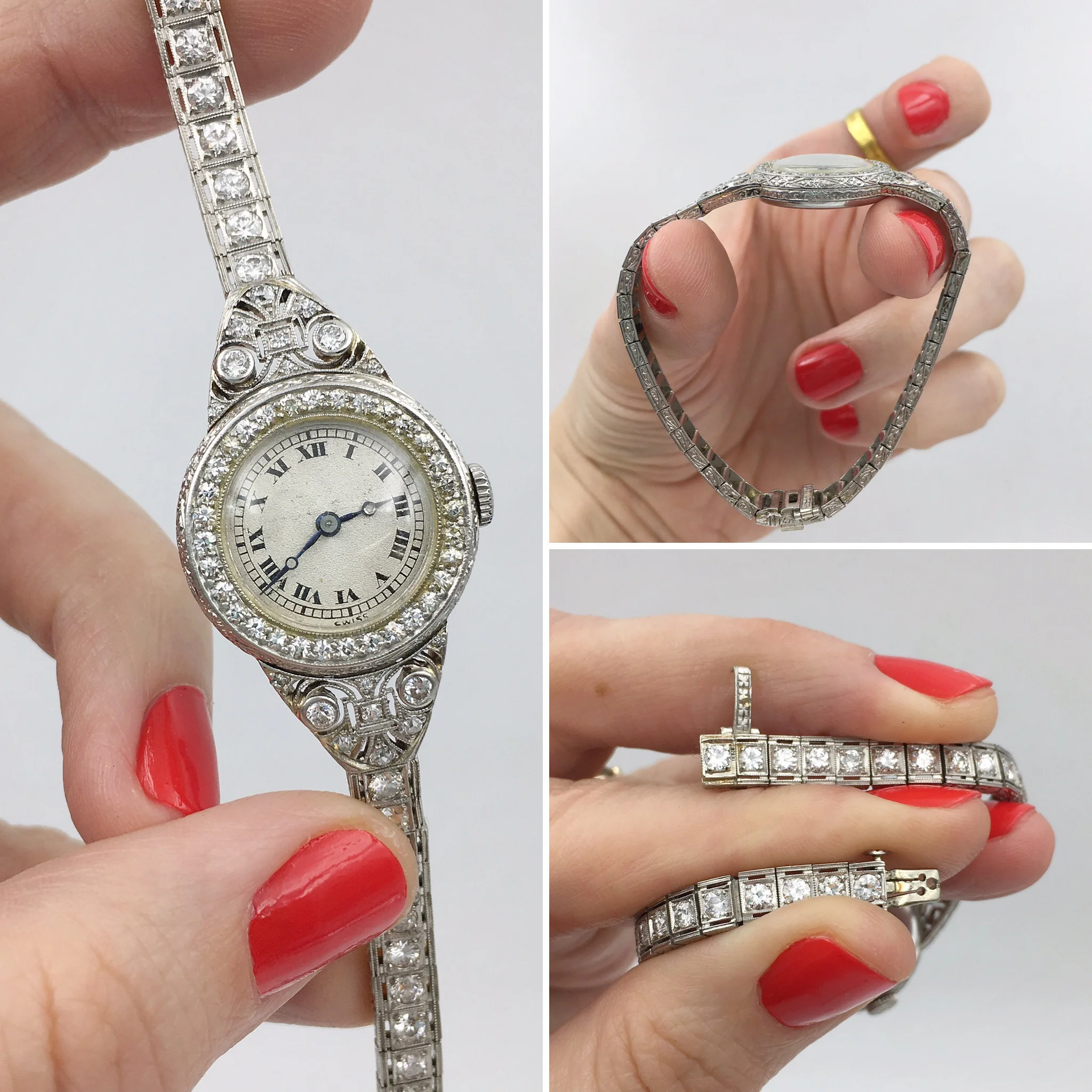 Meylan platinum diamond watch Reverie estate jewelry nyc