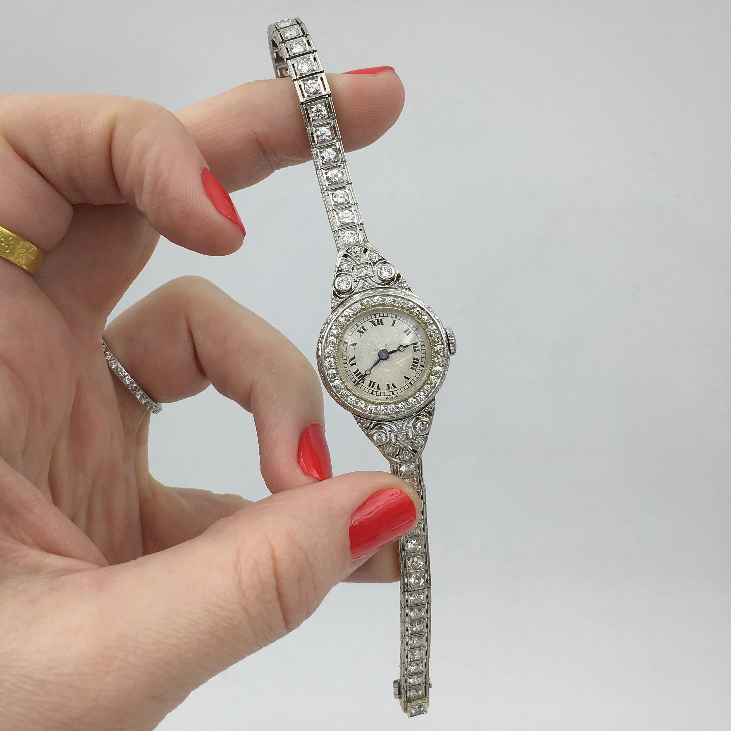 C H Meylan platinum diamond wrist watch Reverie estate jewelry NYC