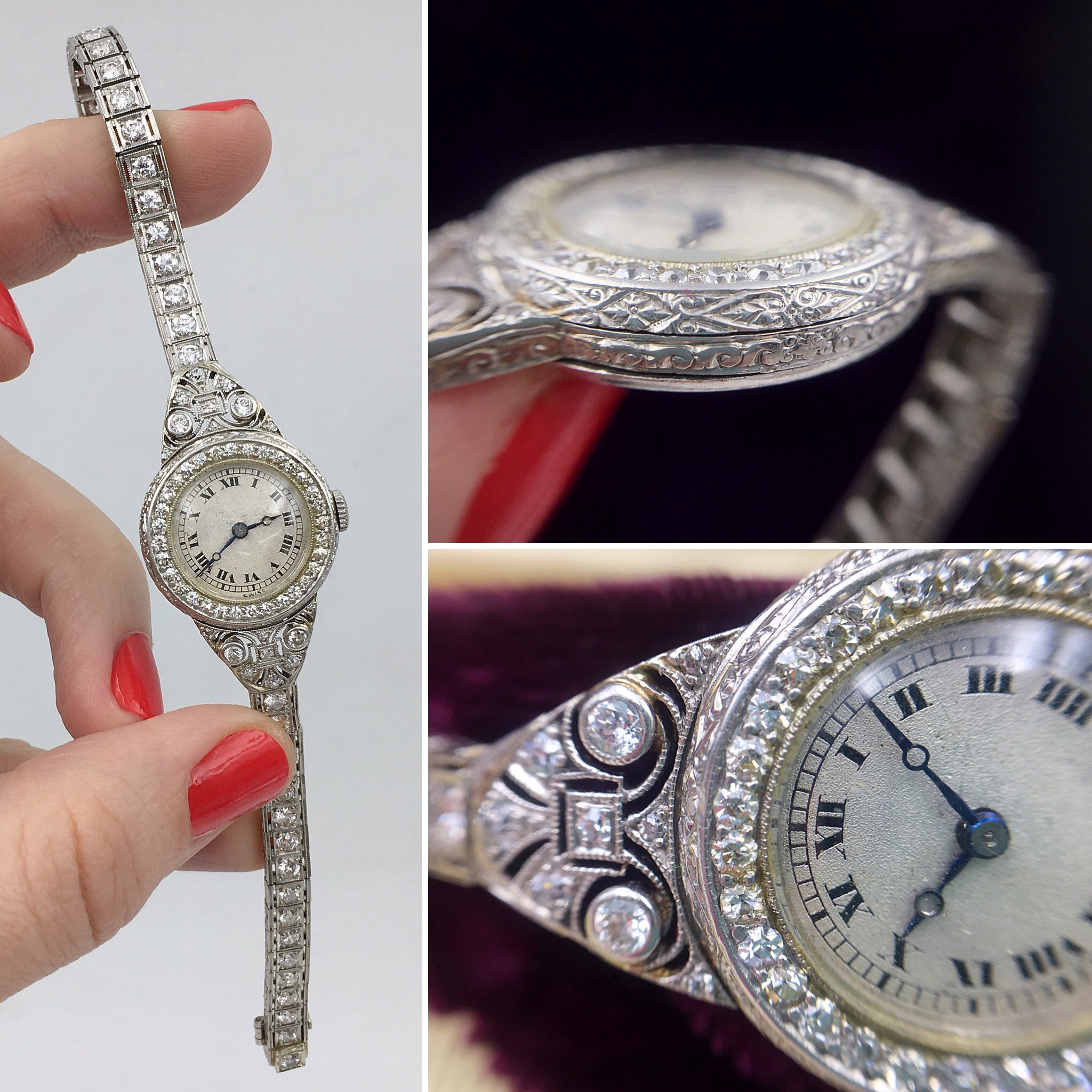 C H Meylan platinum diamond wrist watch Reverie estate jewelry NYC