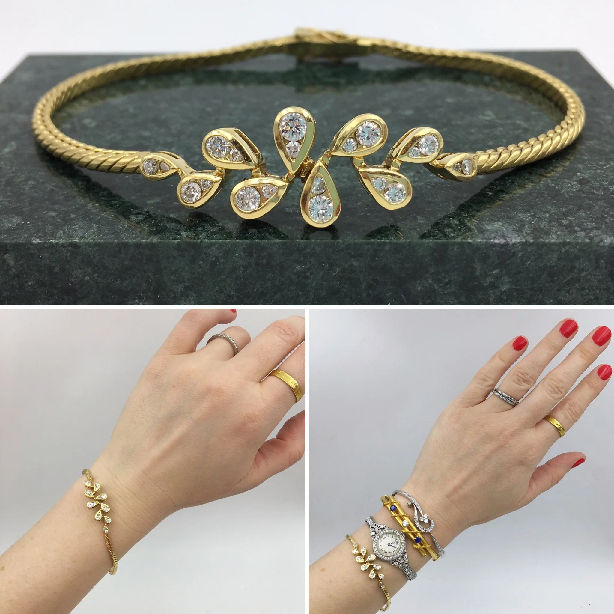 Vintage Italian gold diamond bracelet Reverie estate jewelry NYC