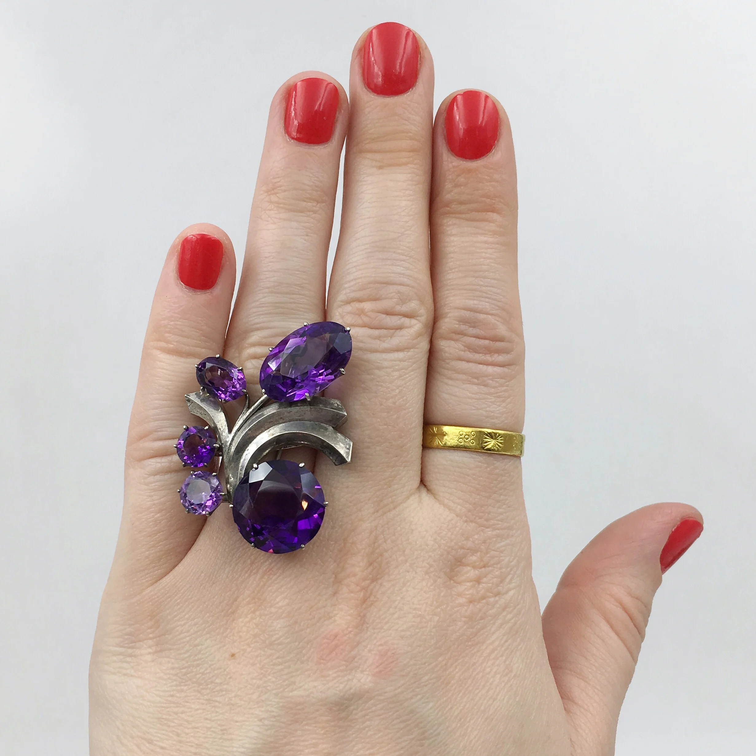 Retro sterling Amethyst brooch Reverie vintage jewelry NYC