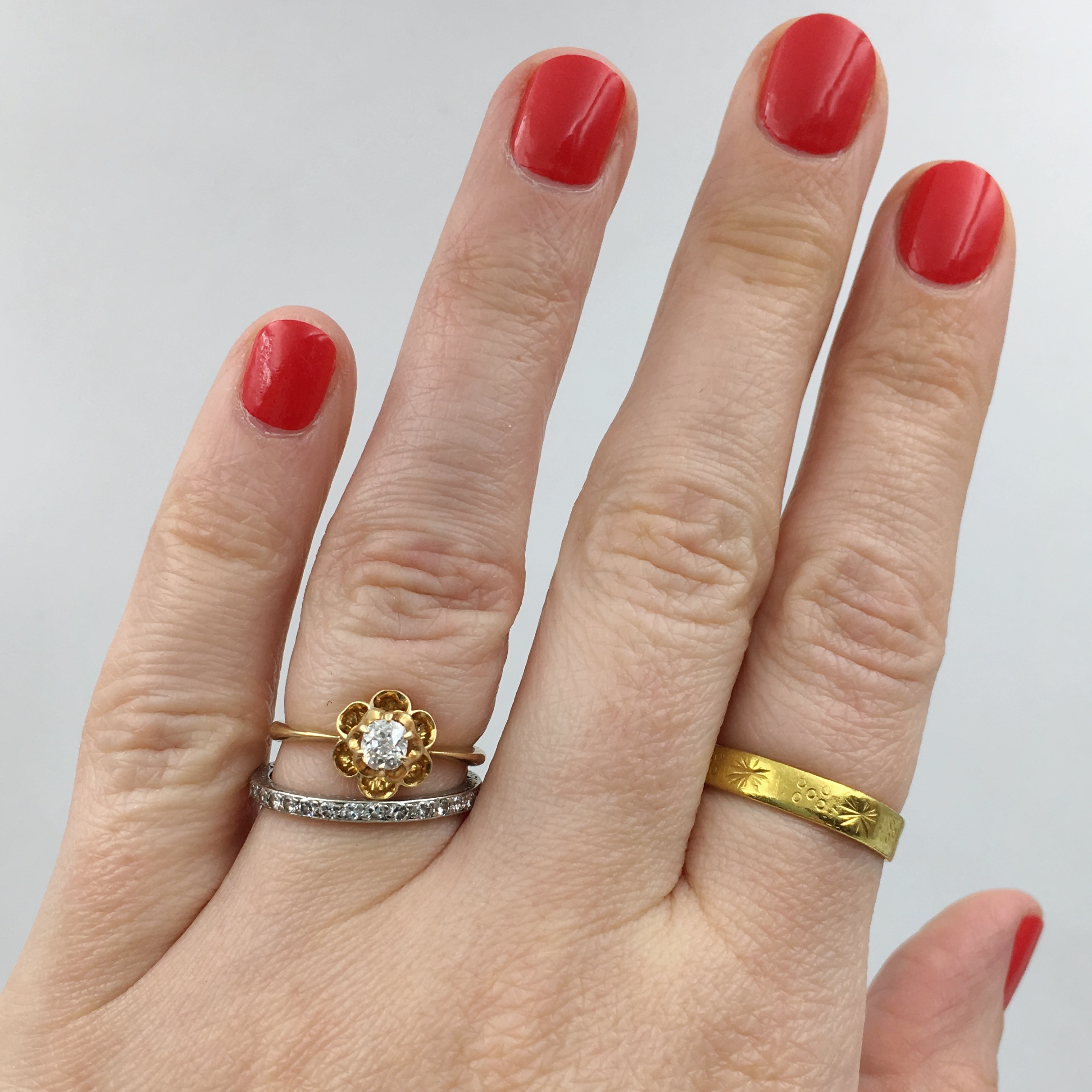 Antique cushion cut diamond engagement ring Reverie antique jewelry NYC