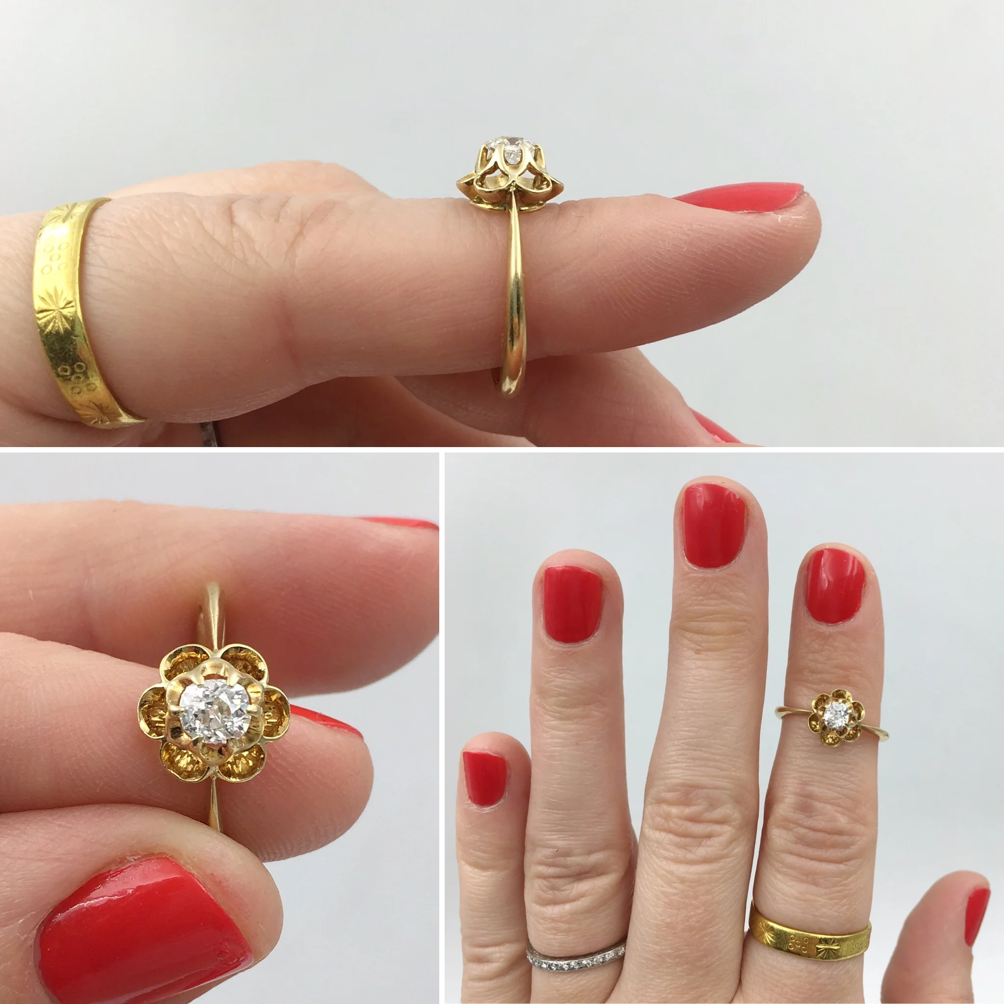 Antique cushion cut diamond engagement ring Reverie antique jewelry NYC