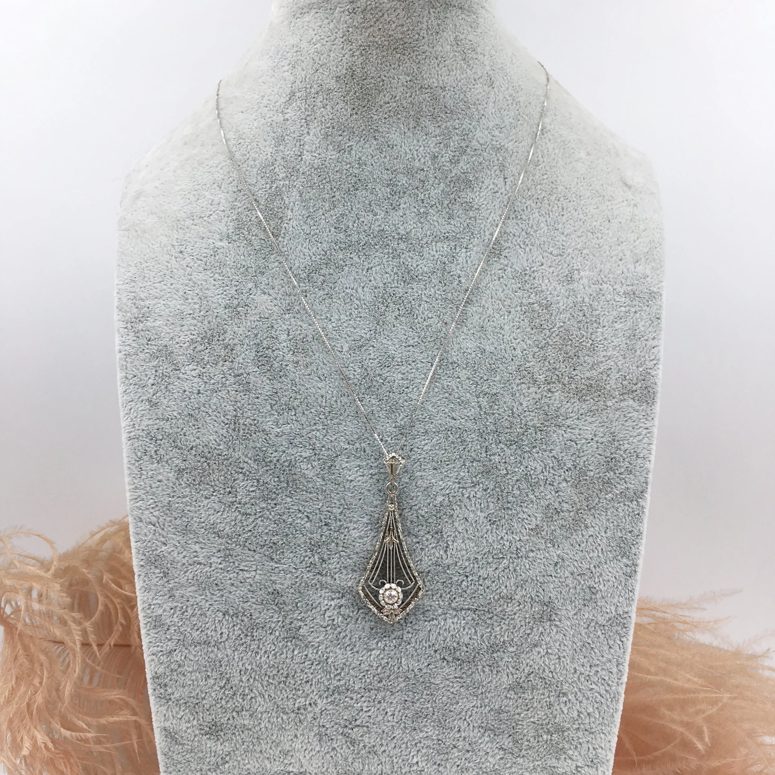 Edwardian platinum wedding necklace Reverie vintage bridal jewelry NYC