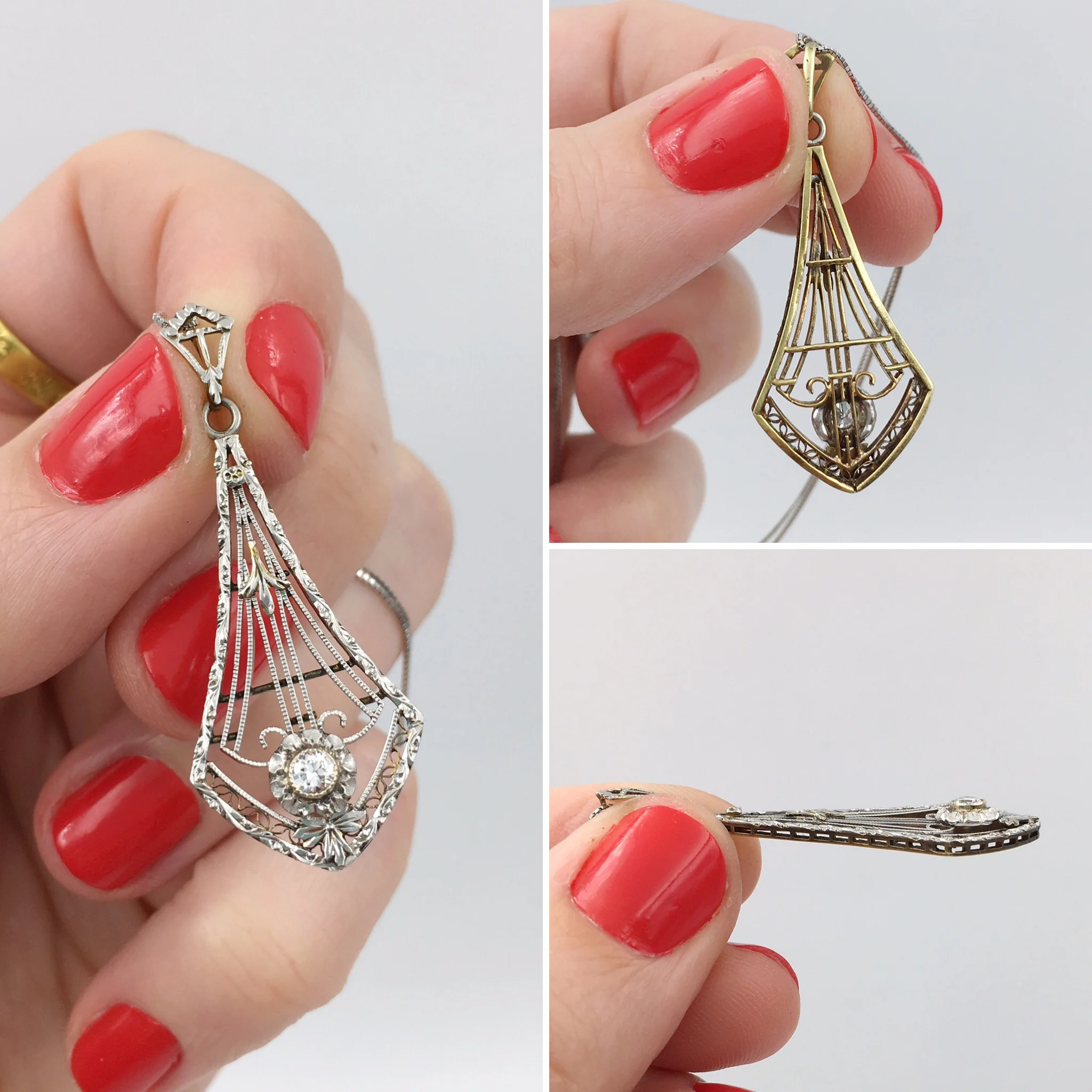 Edwardian platinum wedding necklace Reverie vintage bridal jewelry NYC