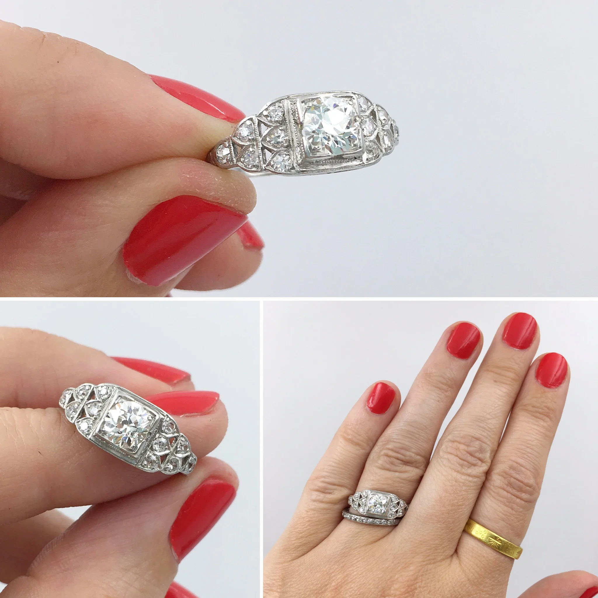 Art Deco platinum engagement ring Reverie antique jewelry NYC