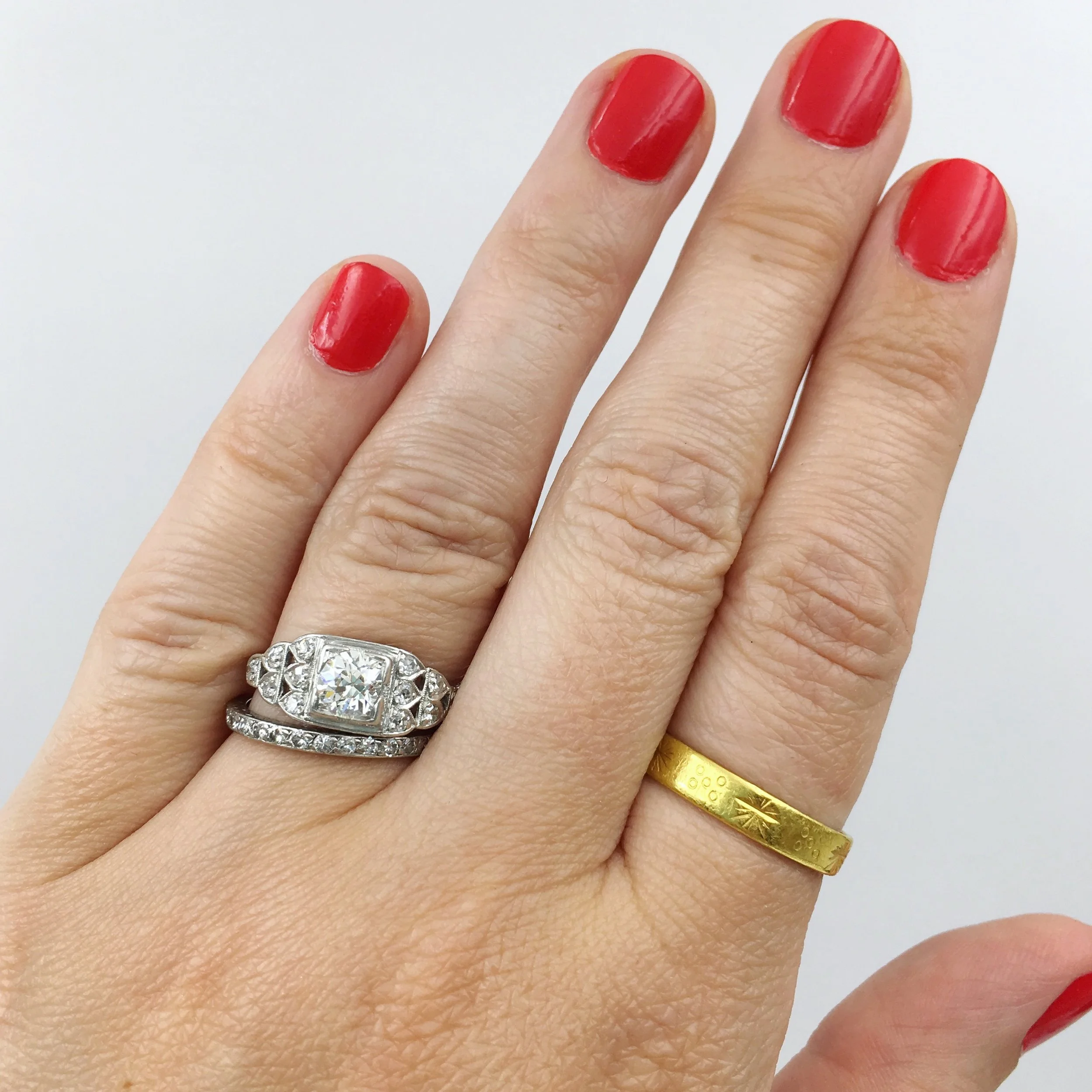 Art Deco platinum engagement ring Reverie antique jewelry NYC