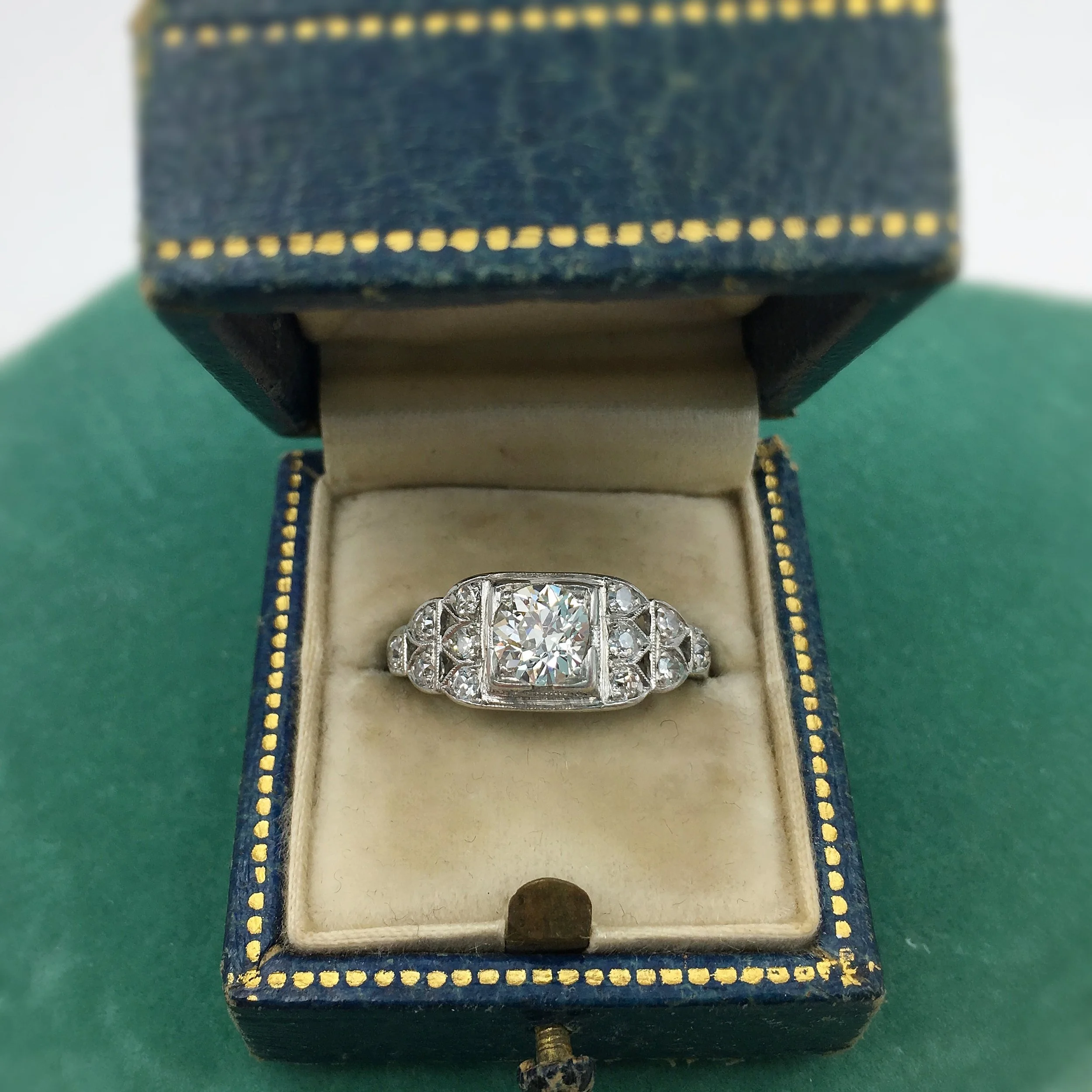 Art Deco platinum engagement ring Reverie antique jewelry NYC