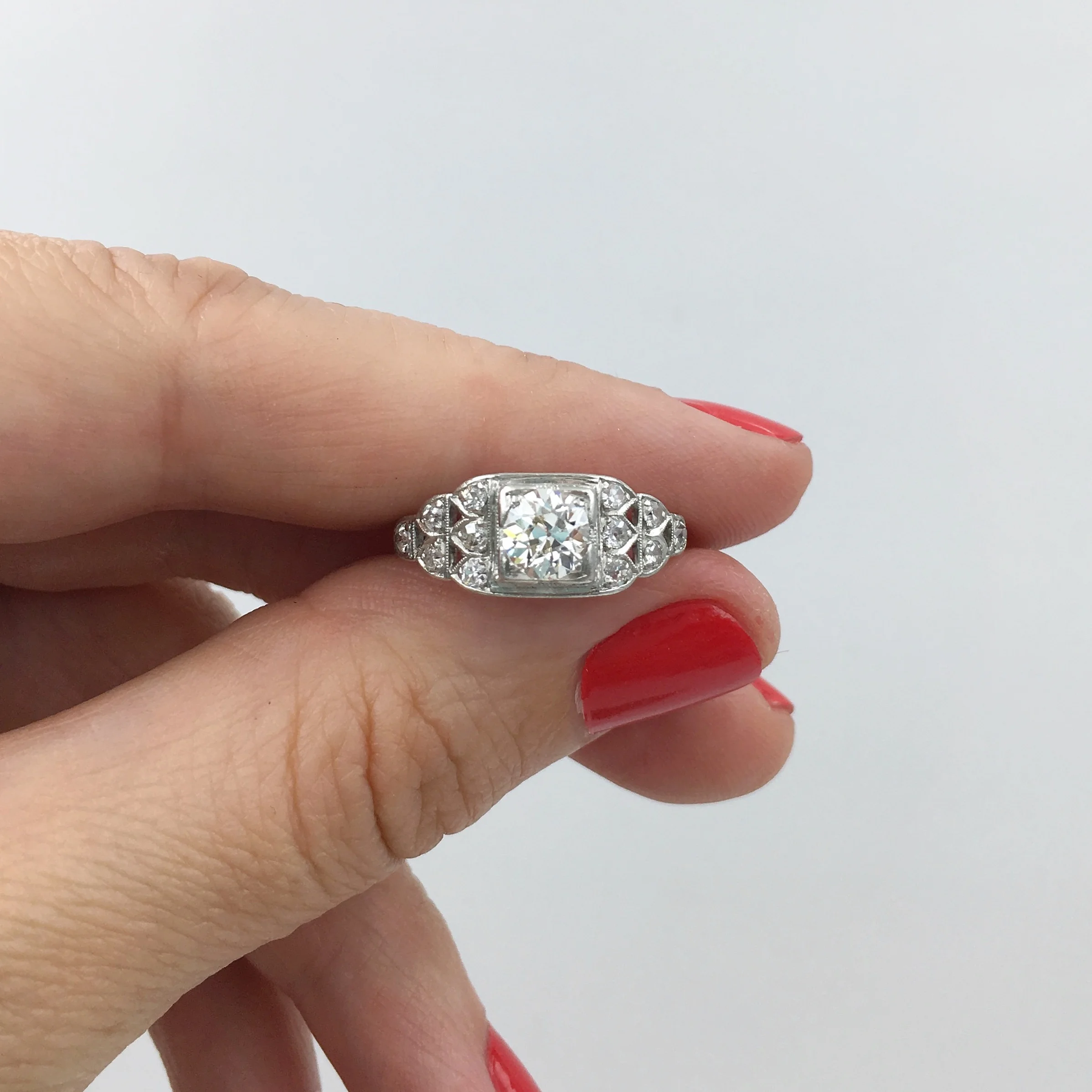 Art Deco platinum engagement ring Reverie antique jewelry NYC