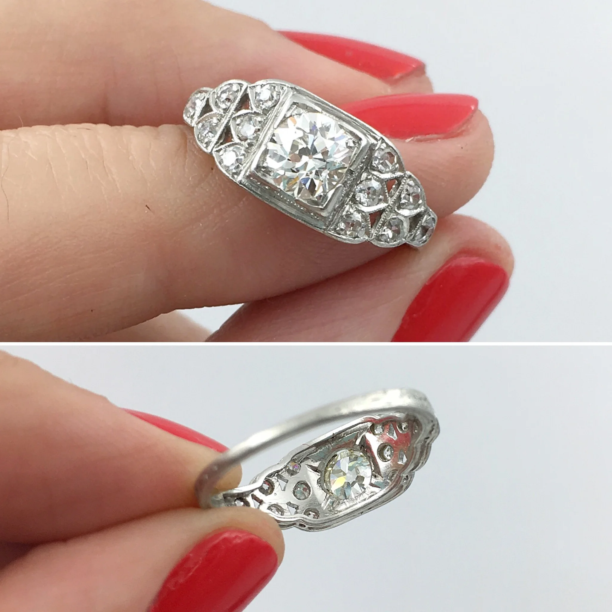 Art Deco platinum engagement ring Reverie antique jewelry NYC