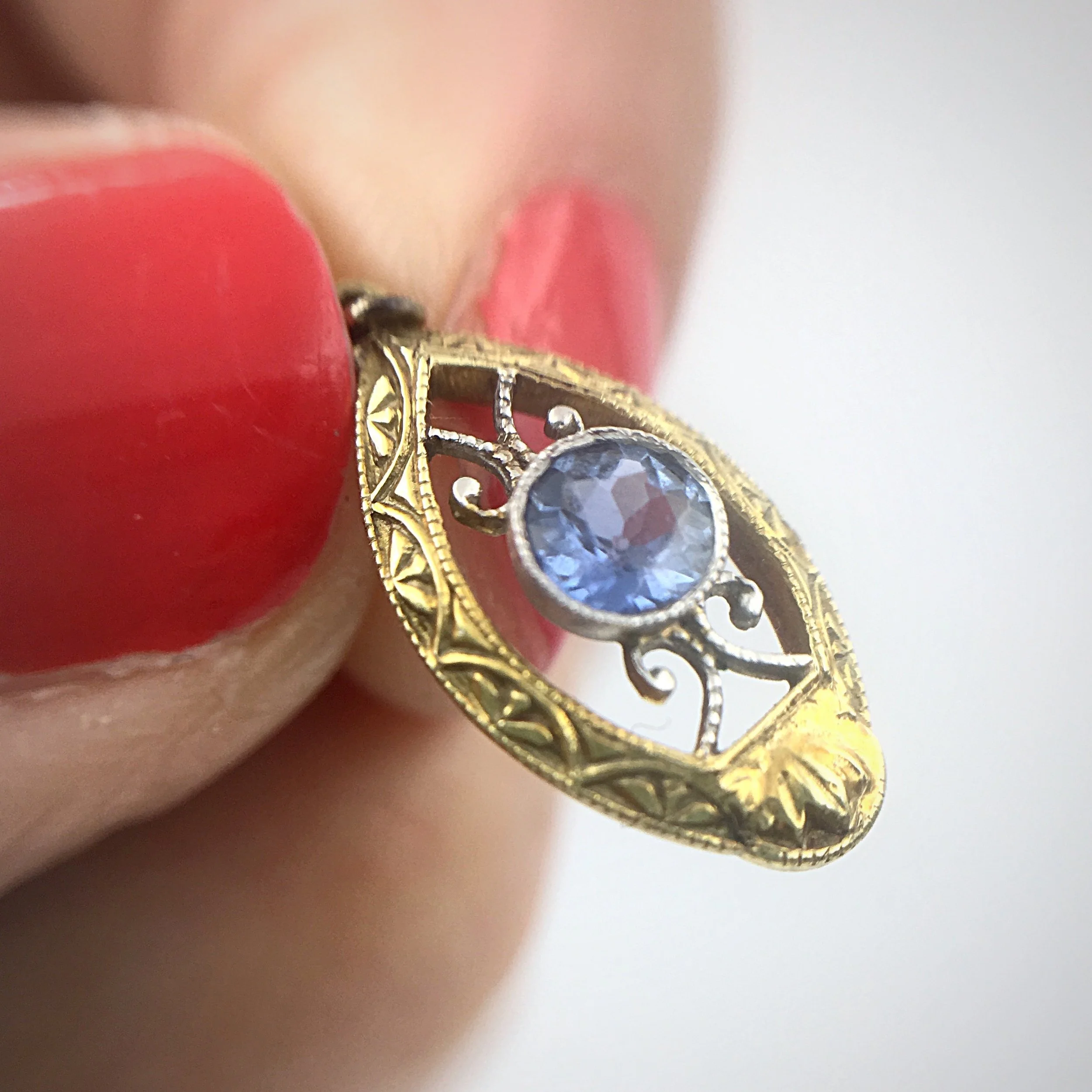 Antique sapphire lavaliere pendant Reverie estate jewelry NYC