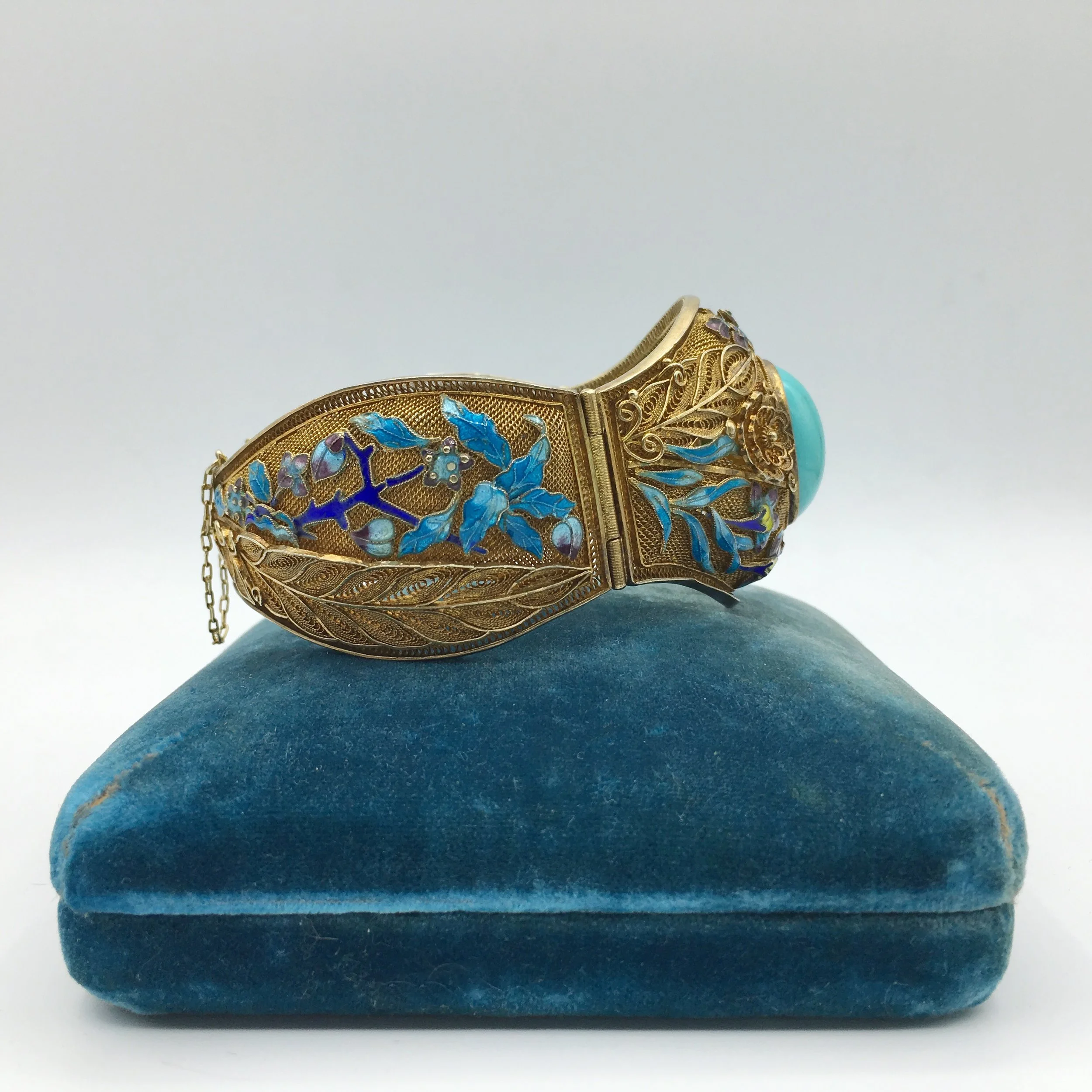 Antique Chinese export turquoise enamel bracelet Reverie vintage jewelry NYC