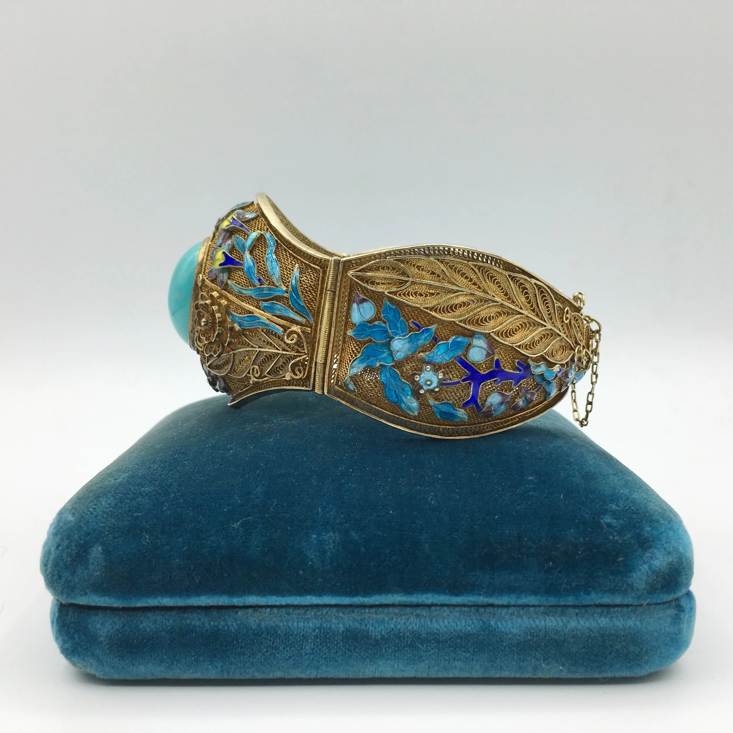 Antique Chinese export turquoise enamel bracelet Reverie vintage jewelry NYC