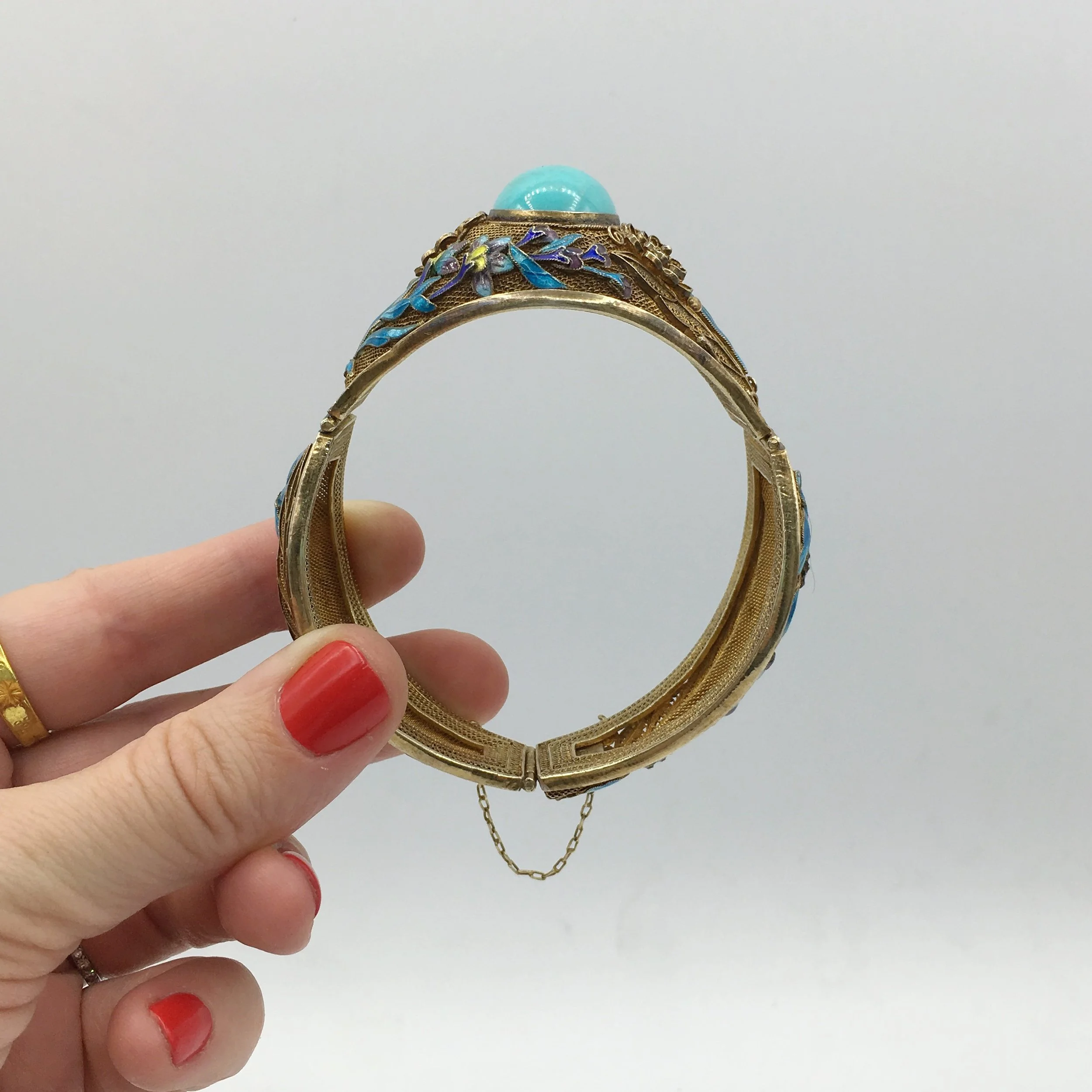 Antique Chinese export turquoise enamel bracelet Reverie vintage jewelry NYC