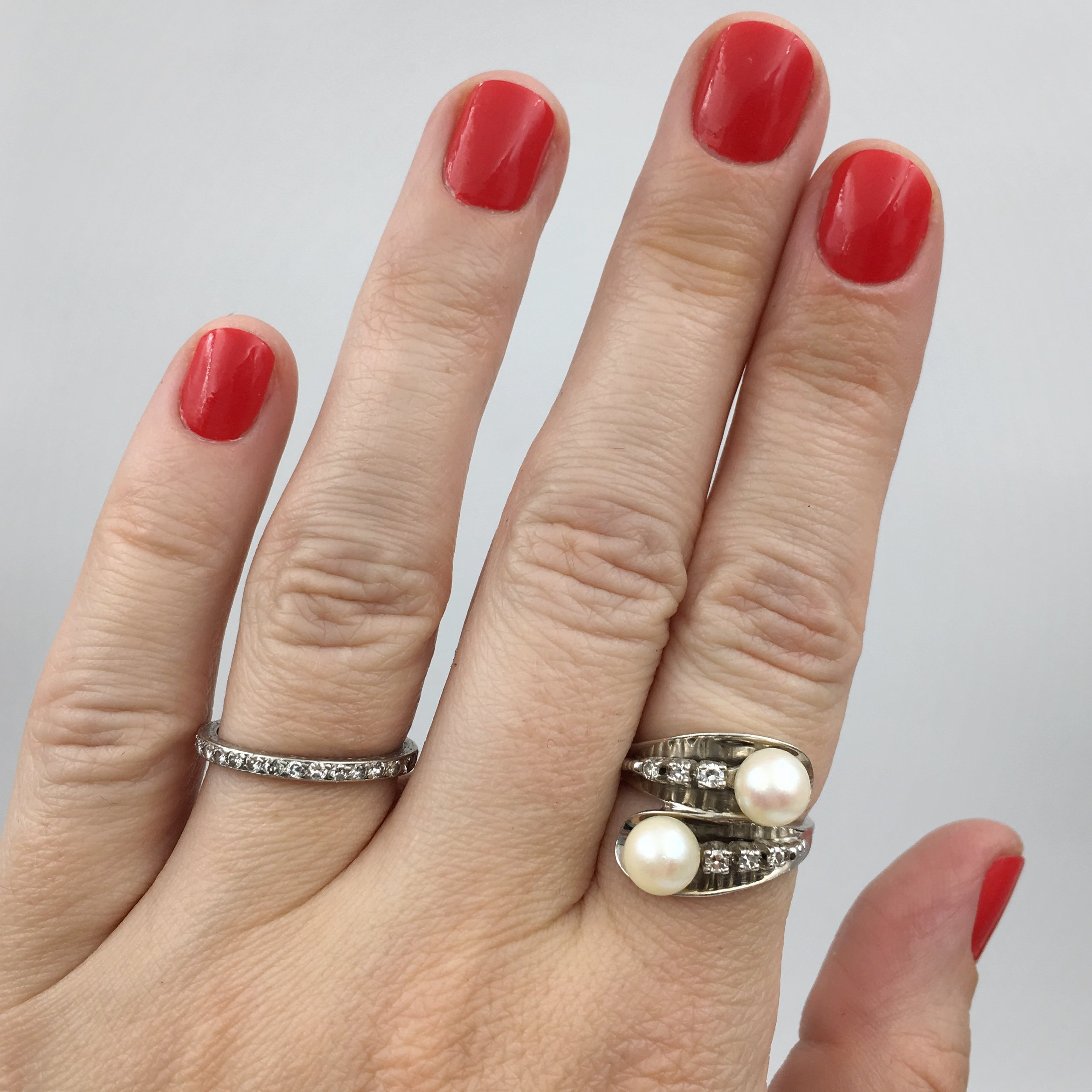 Vintage pearl bypass ring Reverie estate wedding jewelry