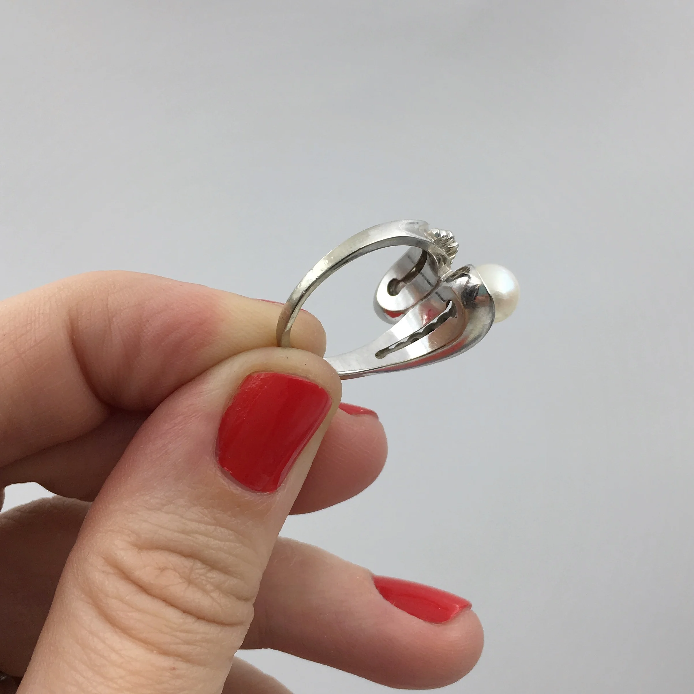 Vintage pearl bypass ring Reverie estate wedding jewelry