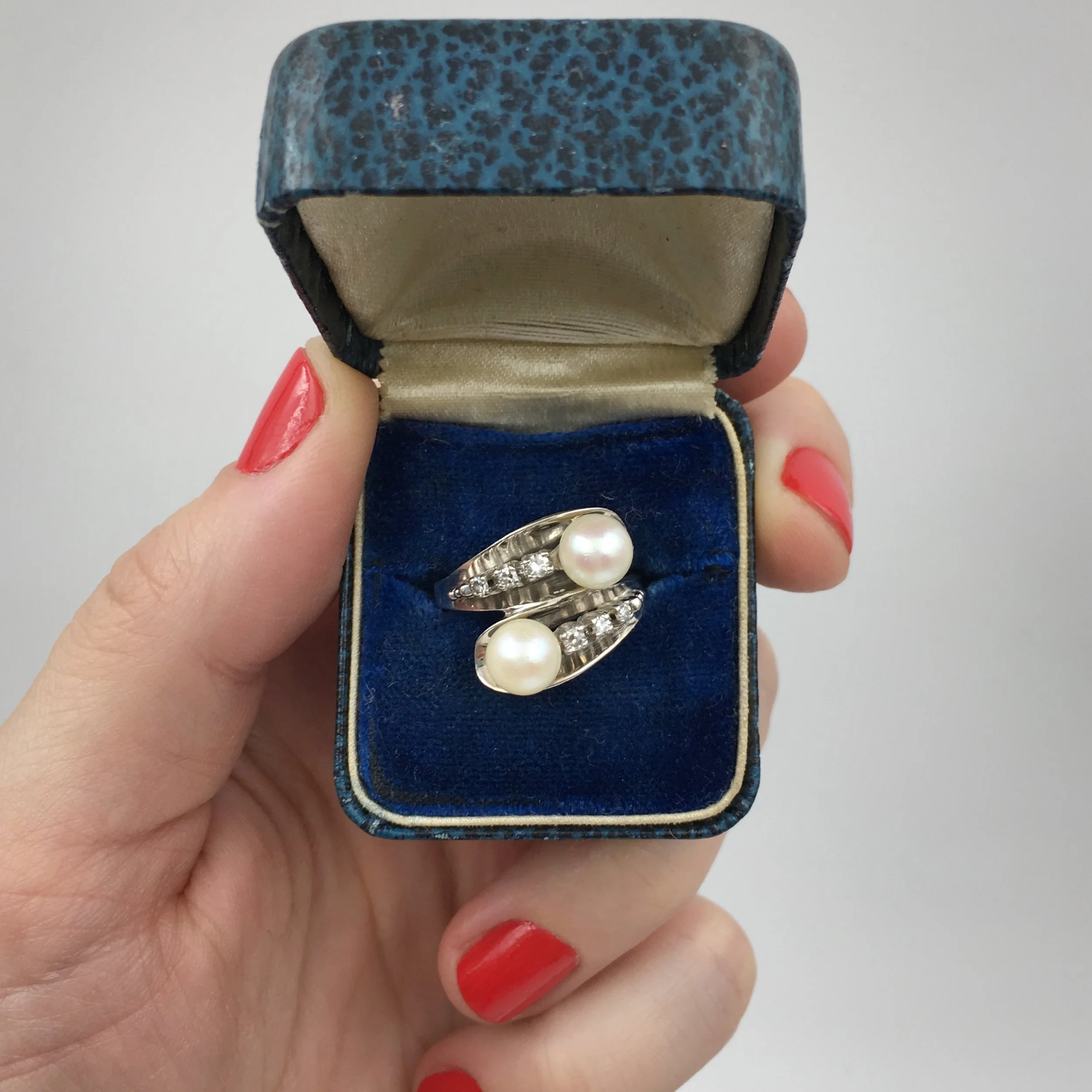 Vintage pearl bypass ring Reverie estate wedding jewelry