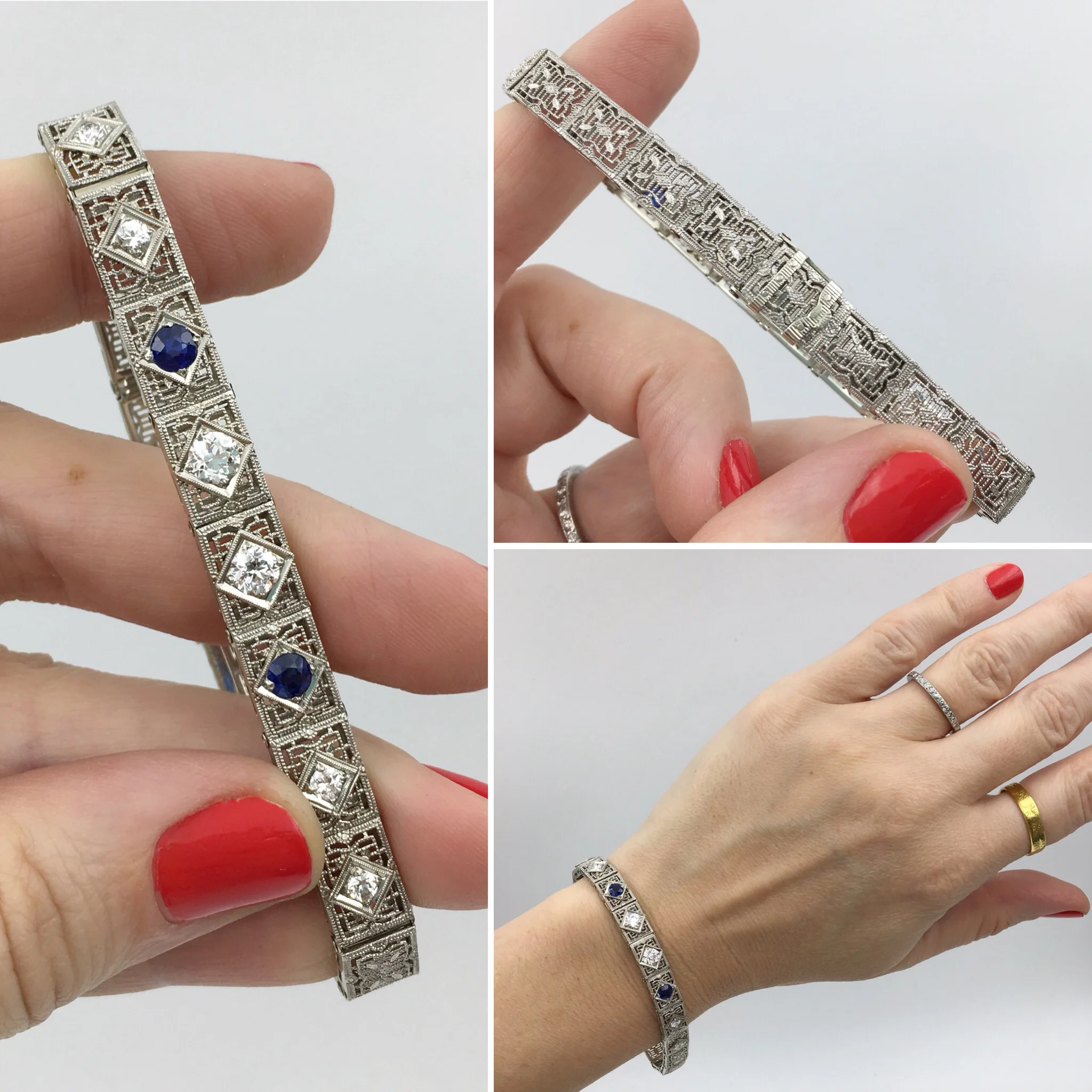 Deco filigree diamond bracelet Reverie estate jewelry NYC