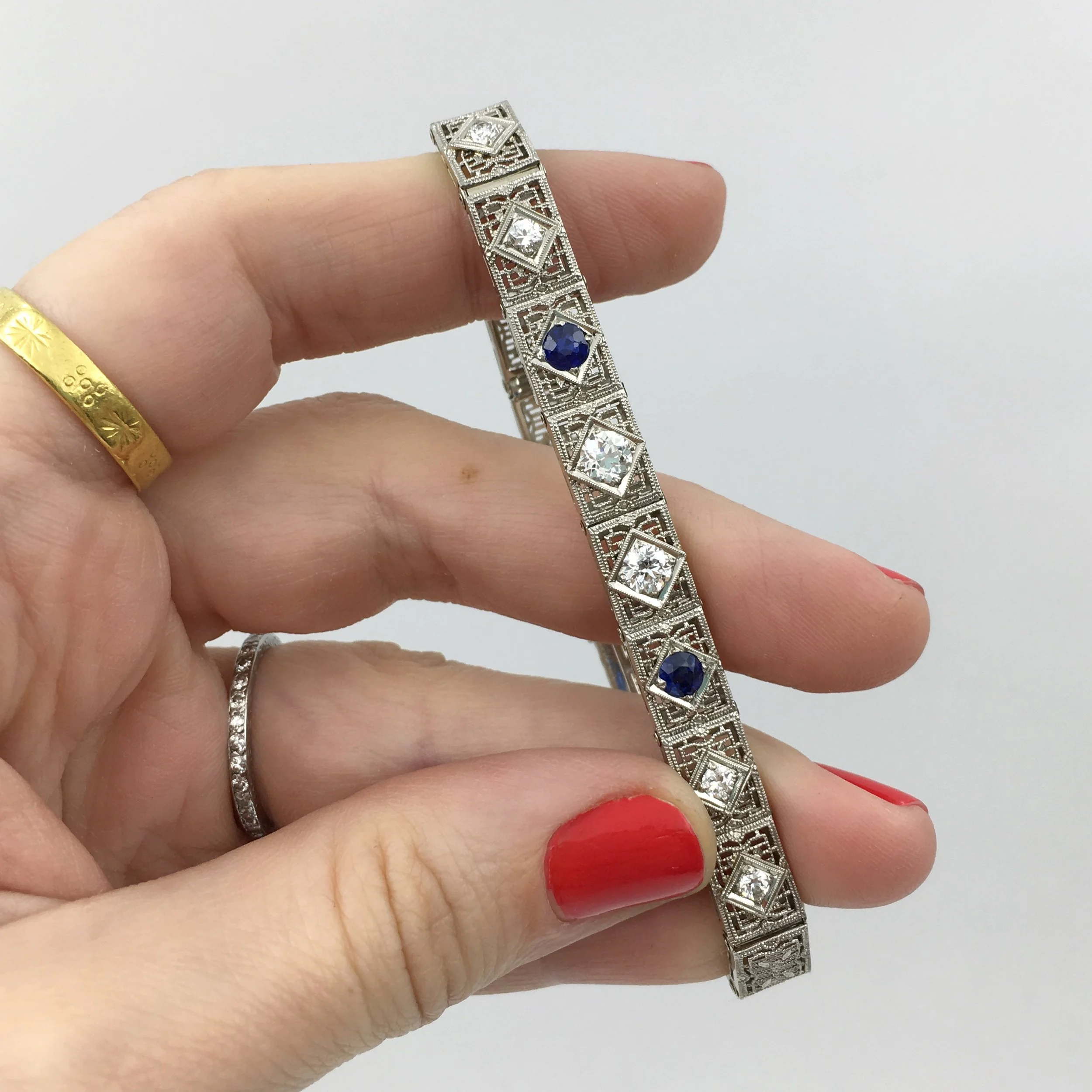 Deco filigree diamond bracelet Reverie estate jewelry NYC