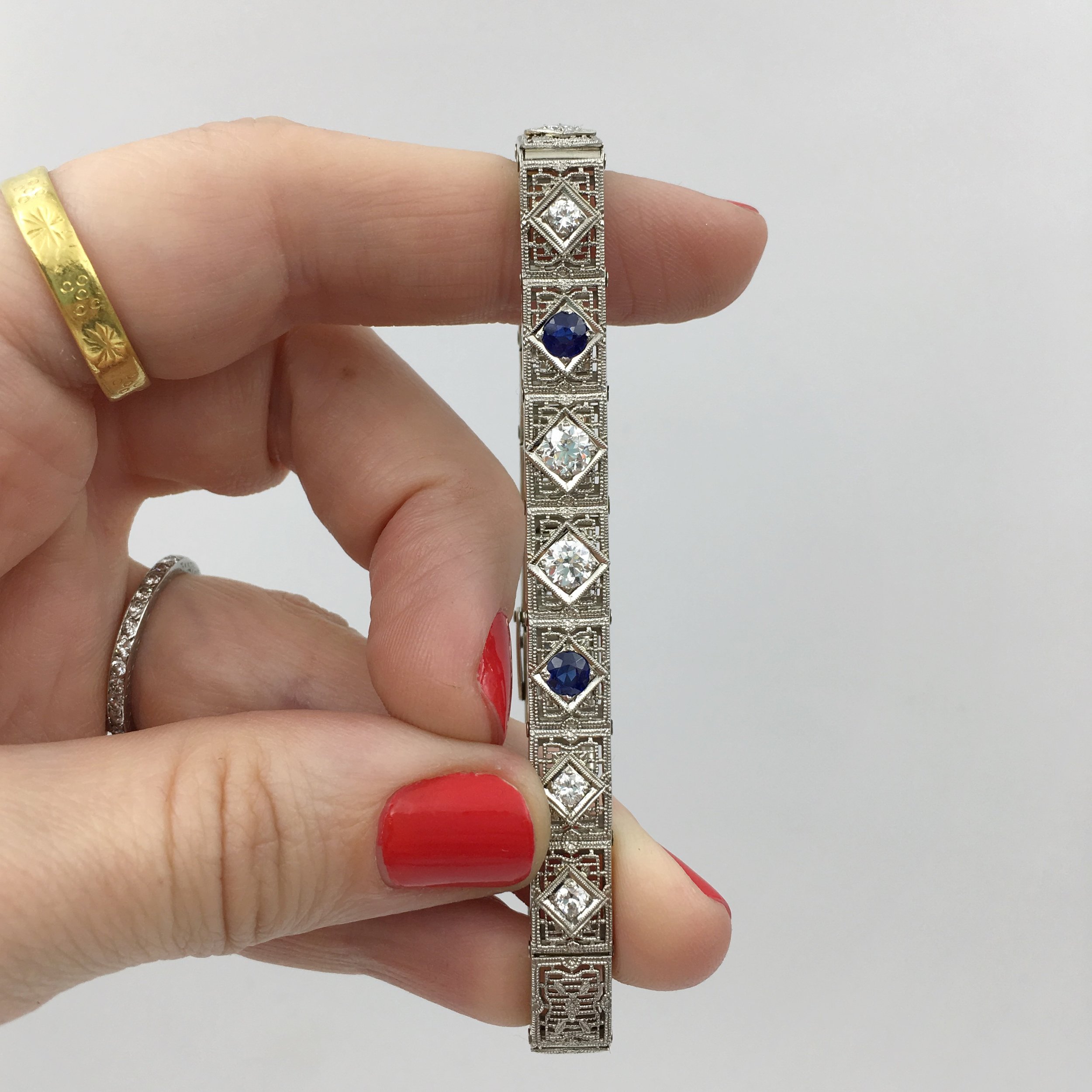 Deco filigree diamond bracelet Reverie estate jewelry NYC