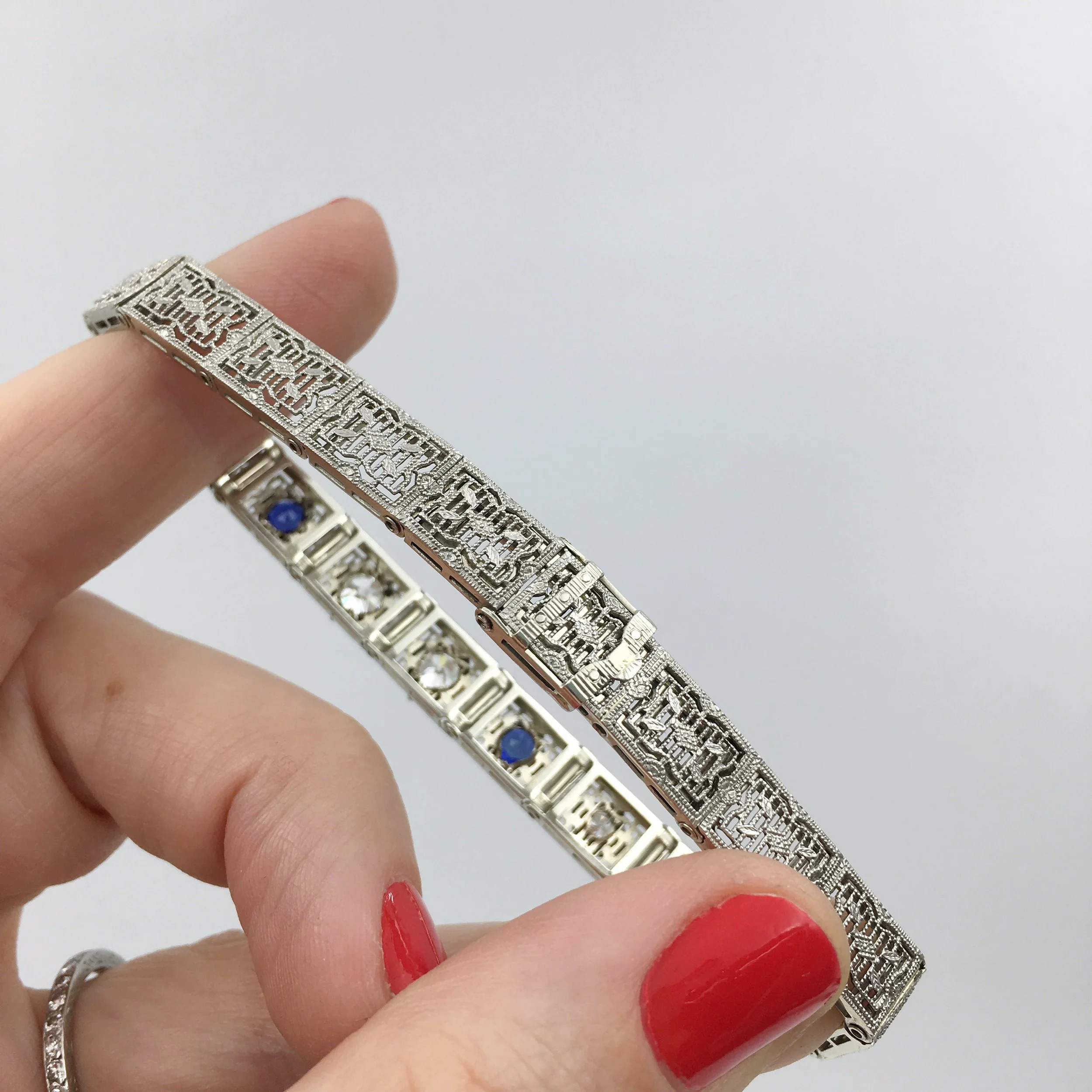 Deco filigree diamond bracelet Reverie estate jewelry NYC