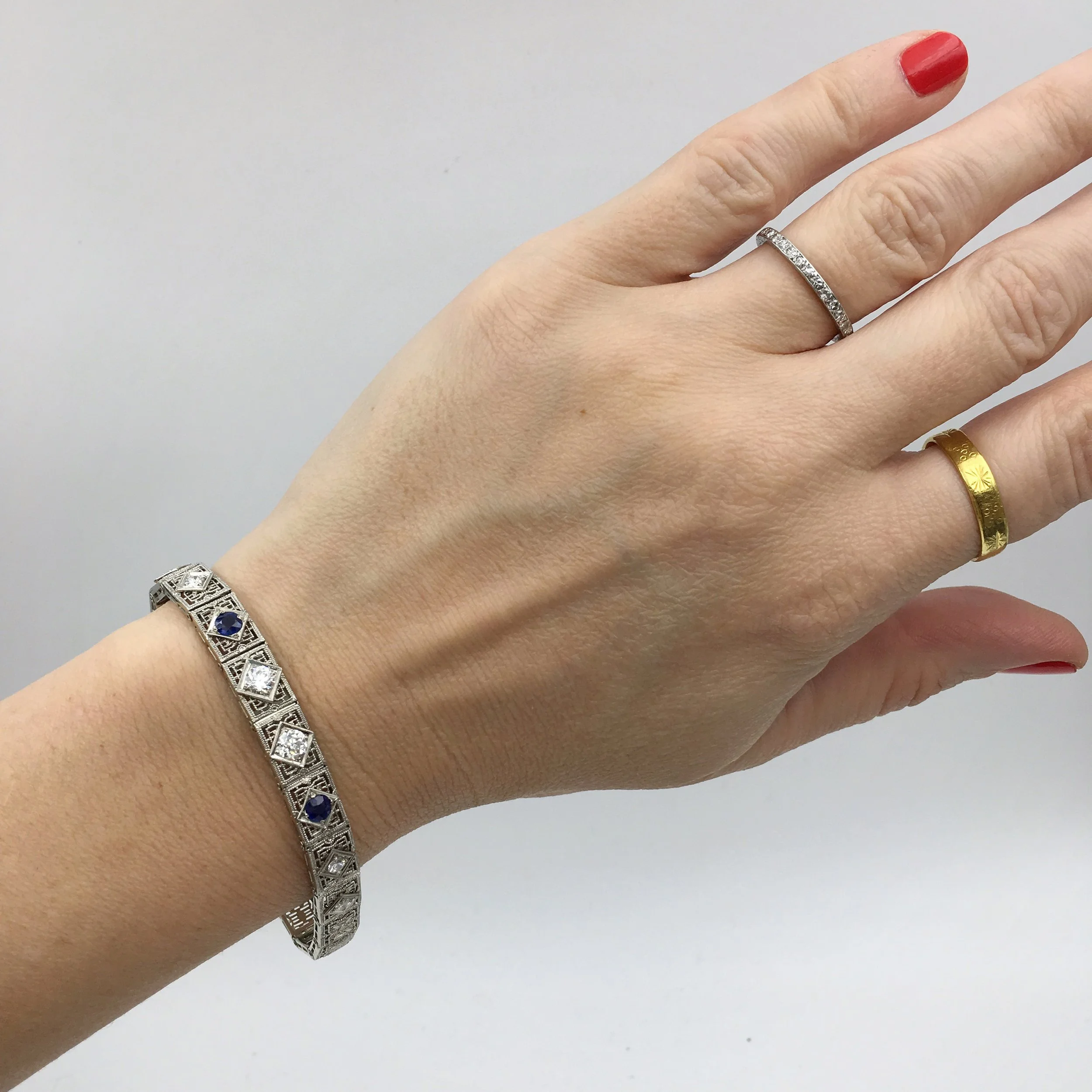 Deco filigree diamond bracelet Reverie estate jewelry NYC