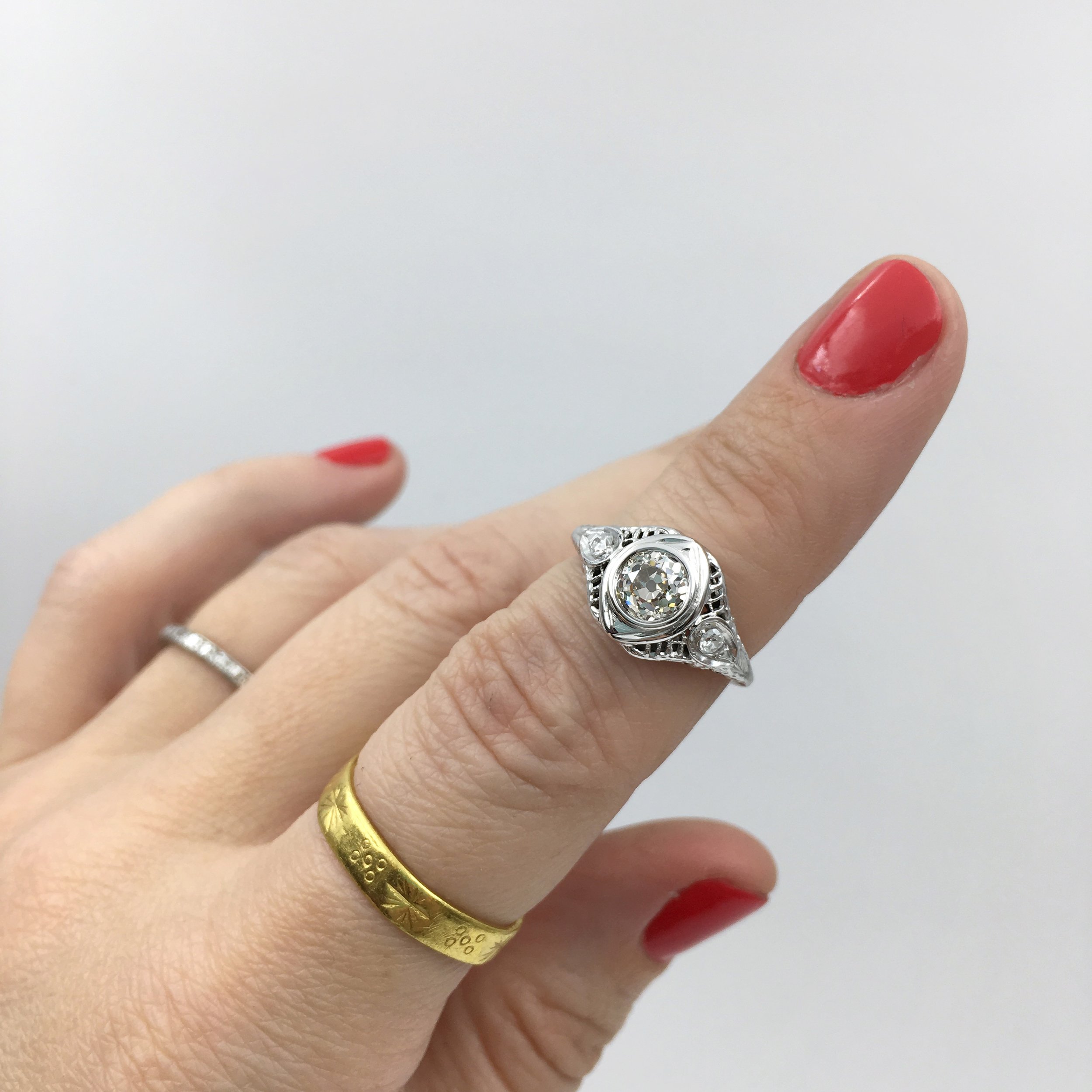 Antique old mine cut engagement ring Reverie estate jewelry NYC