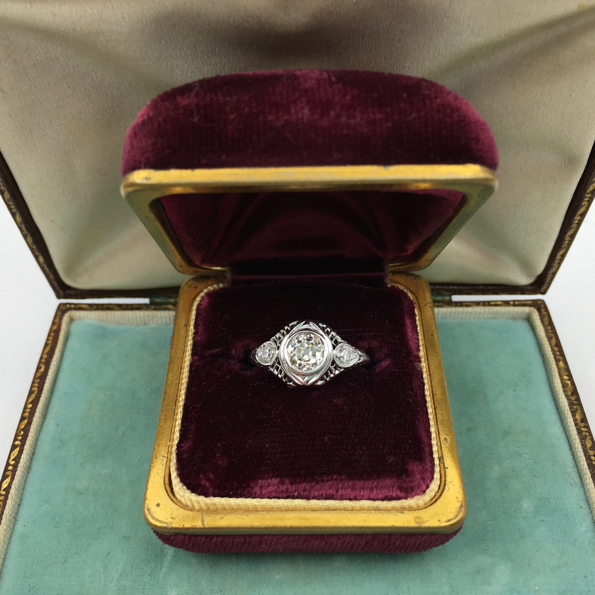 Antique old mine cut engagement ring Reverie estate jewelry NYC