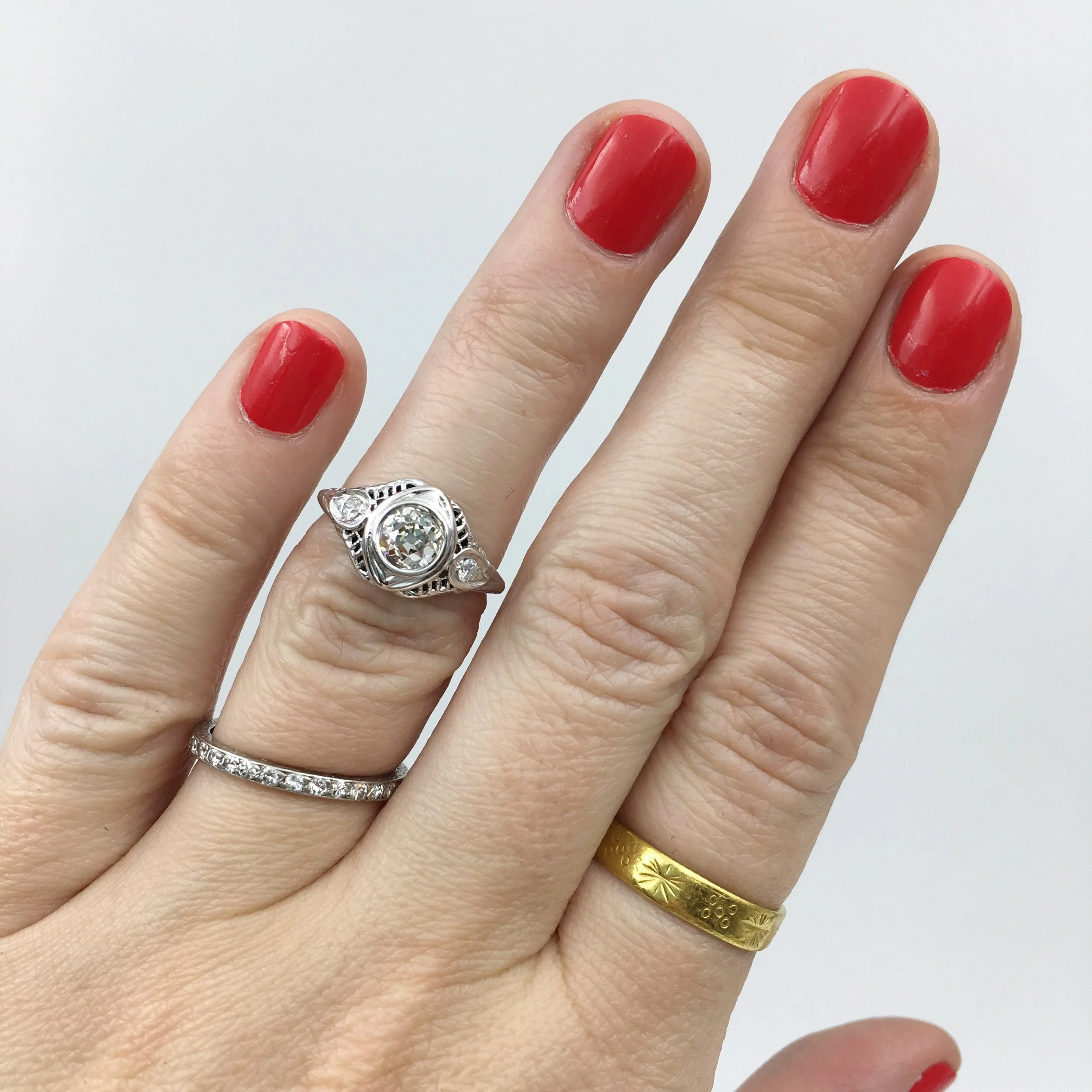 Antique old mine cut engagement ring Reverie estate jewelry NYC