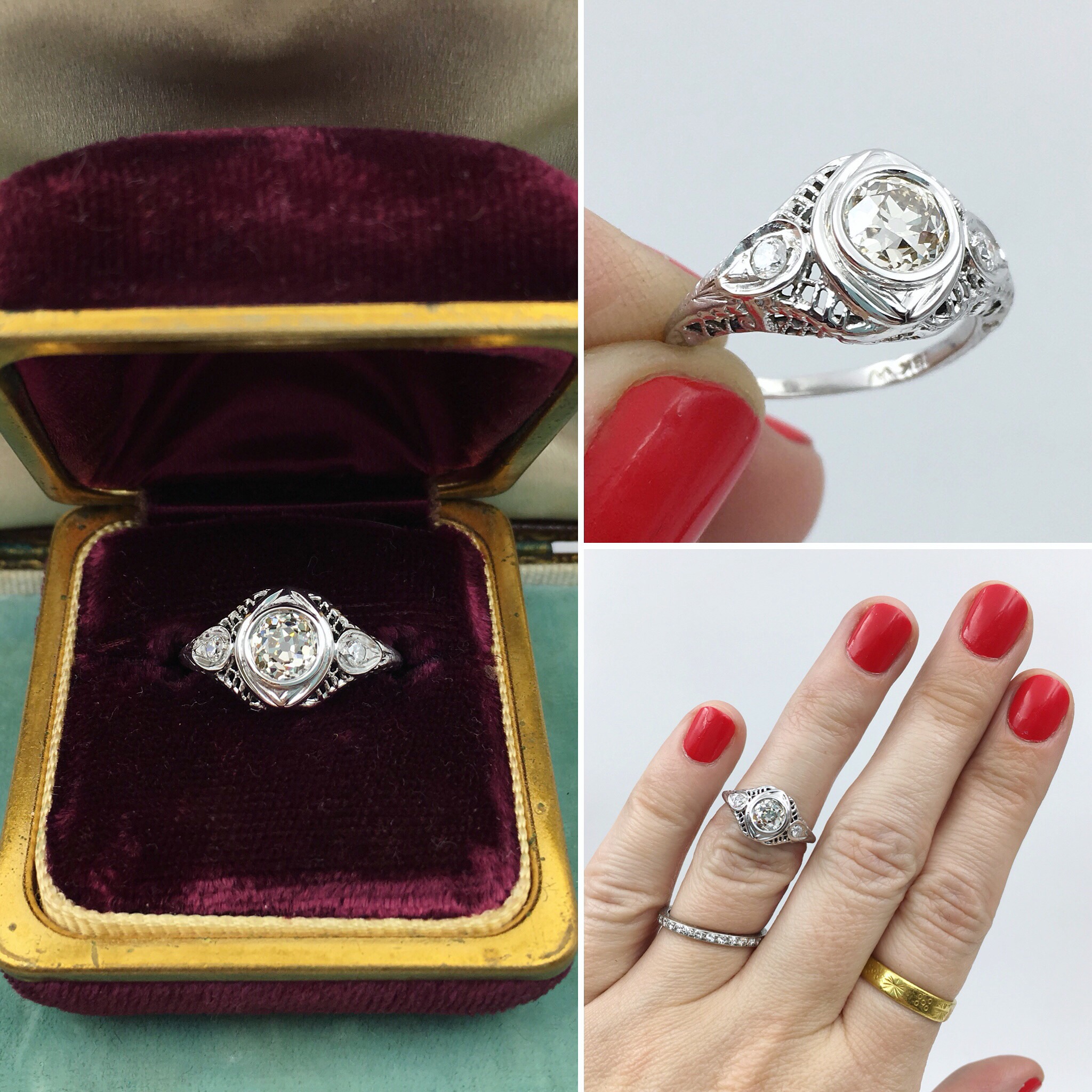 Antique old mine cut engagement ring Reverie estate jewelry NYC