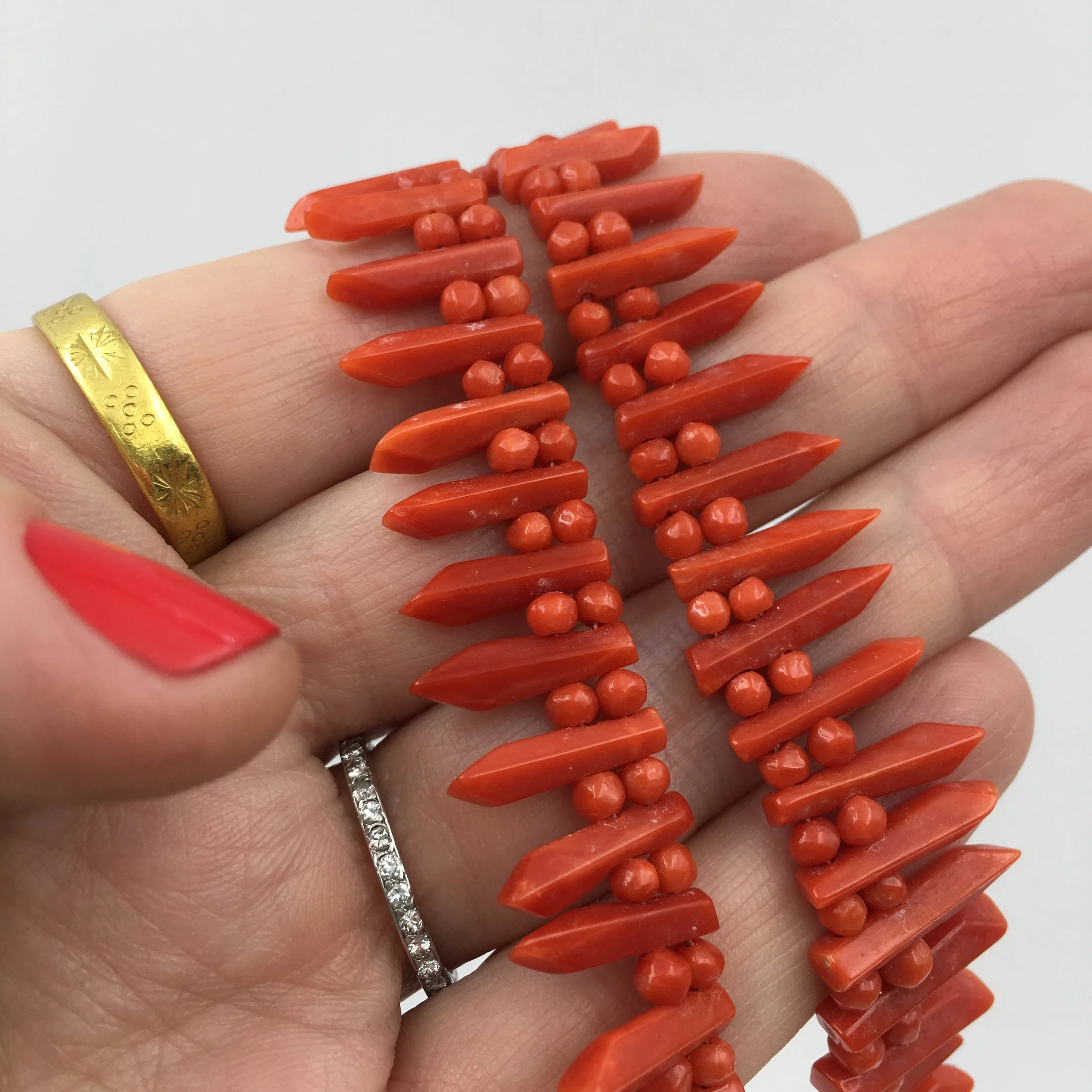 Antique red coral necklace Reverie vintage jewelry NYC
