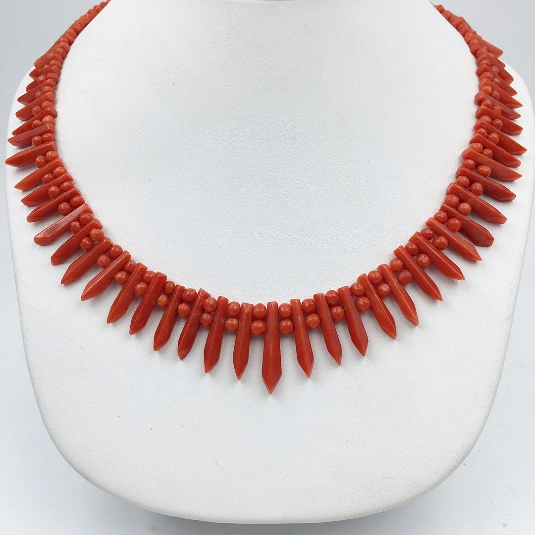 Antique red coral necklace Reverie vintage jewelry NYC