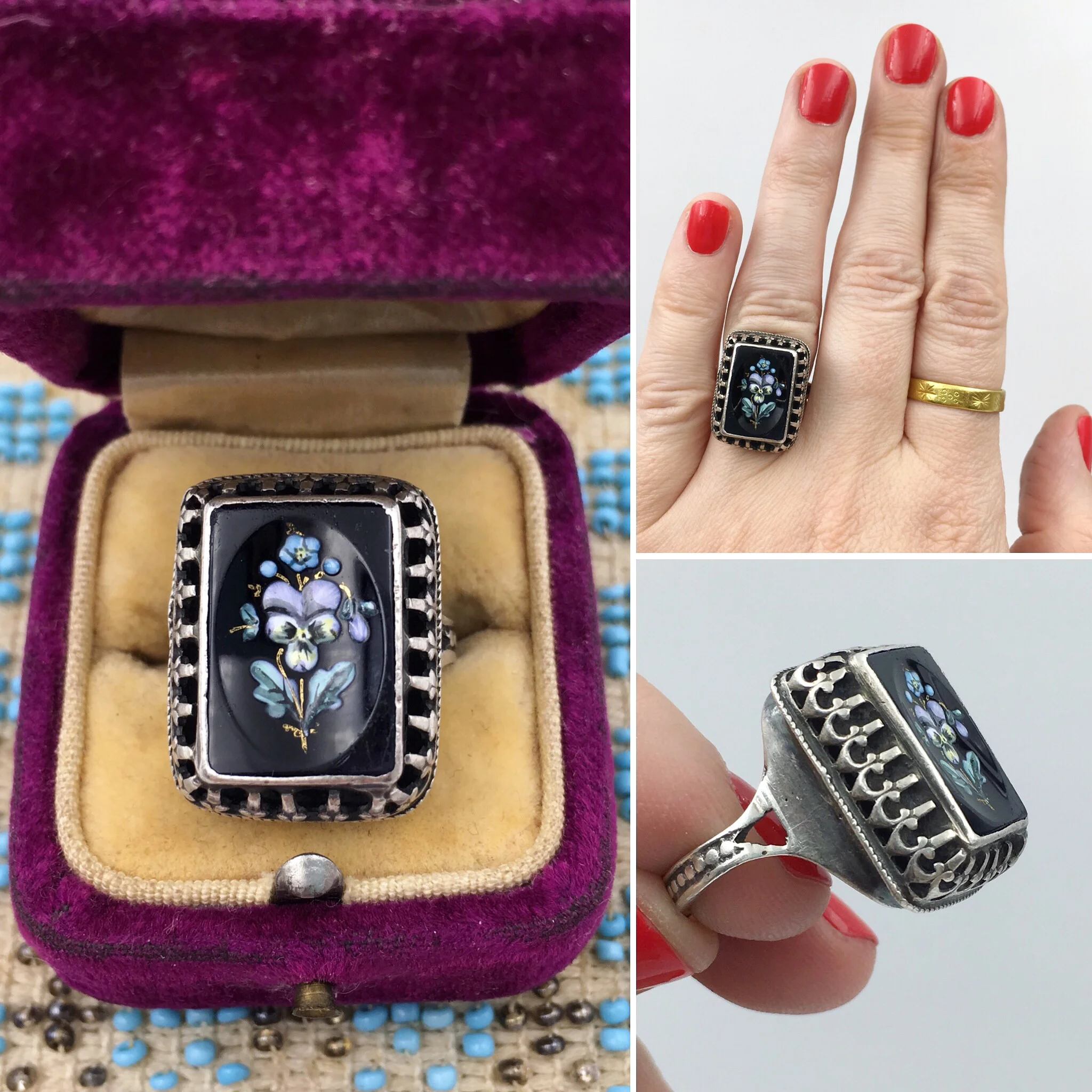 Victorian pansy ring Reverie antique jewelry NYC