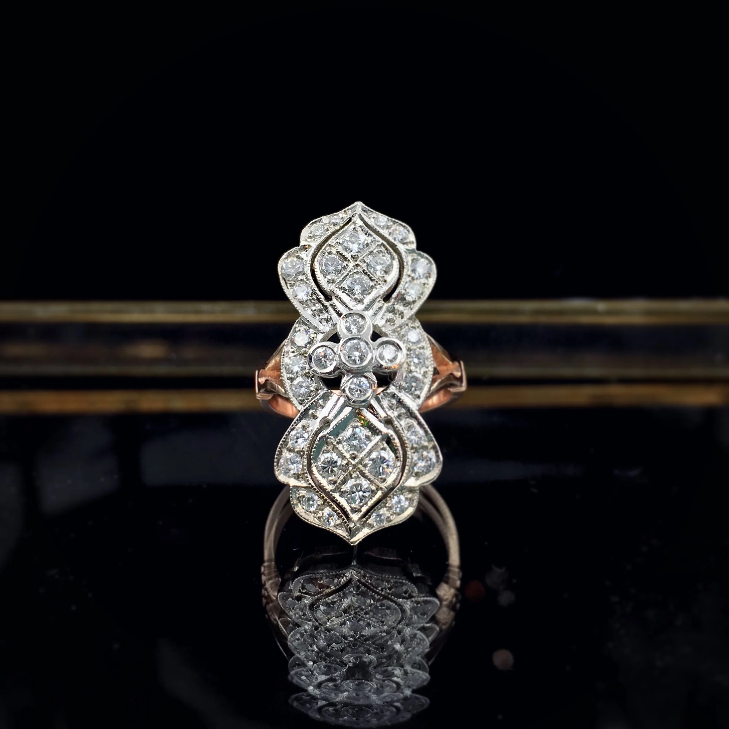 Rose gold diamond dinner ring Reverie estate jewelry NYC