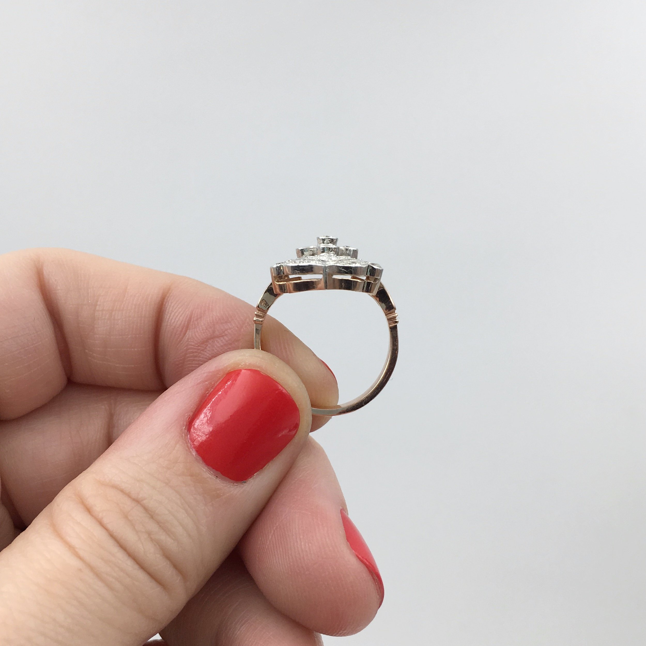 Rose gold diamond dinner ring Reverie estate jewelry NYC