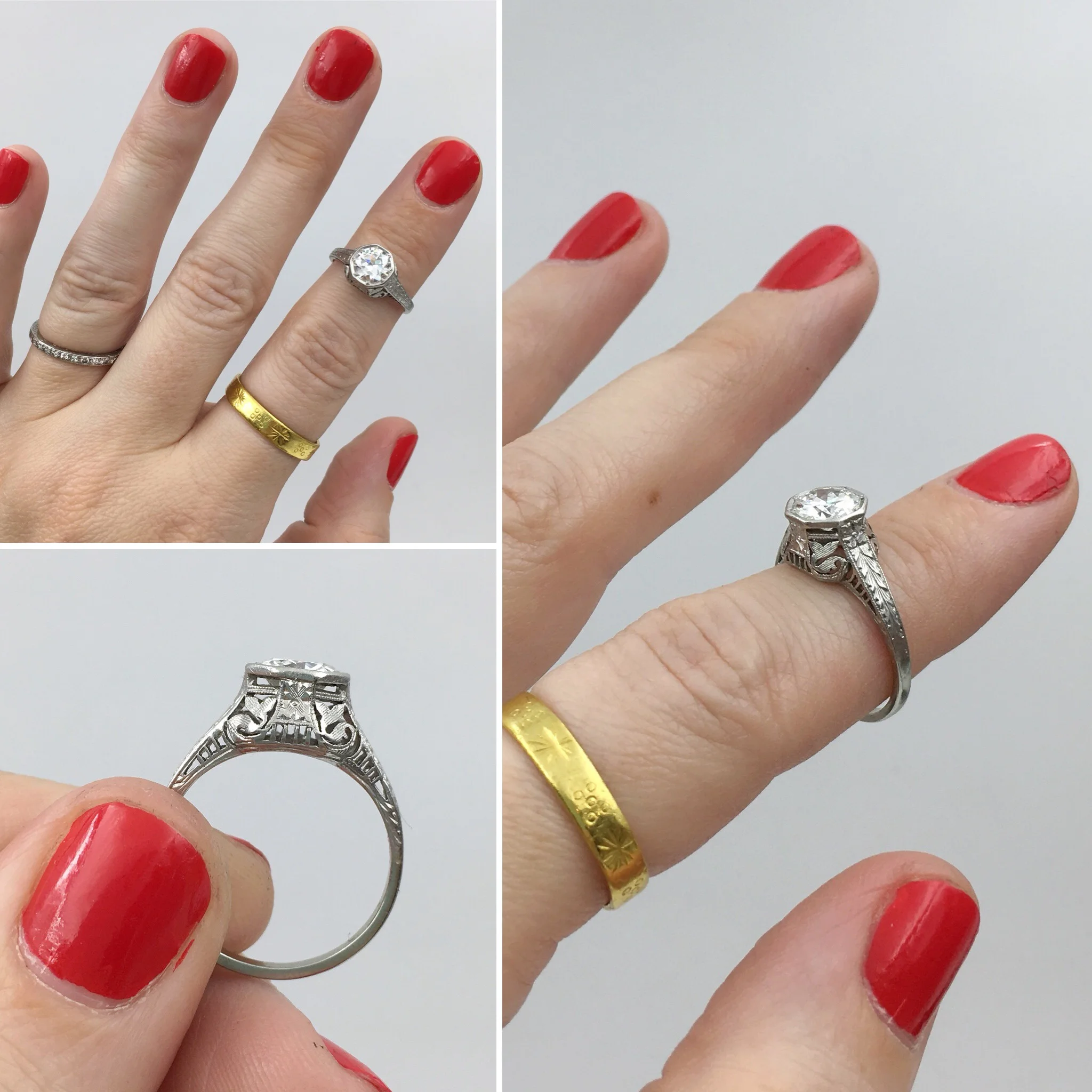 Art Deco diamond solitaire engagement ring Reverie estate jewelry NYC