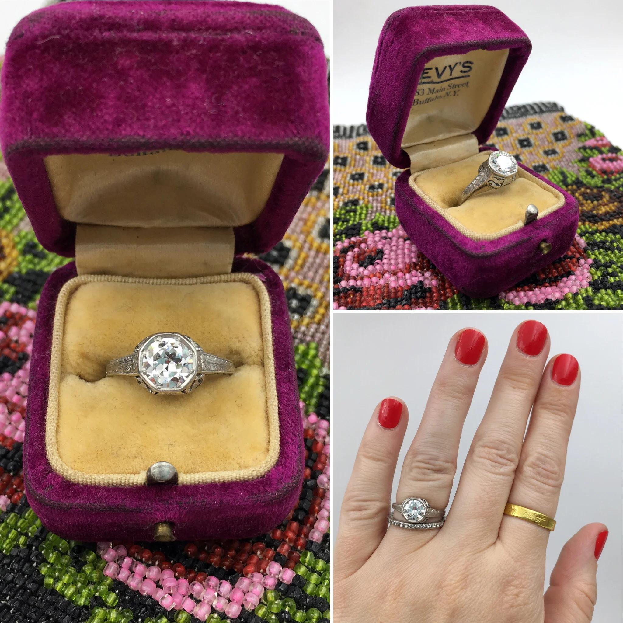 Art Deco diamond solitaire engagement ring Reverie estate jewelry NYC