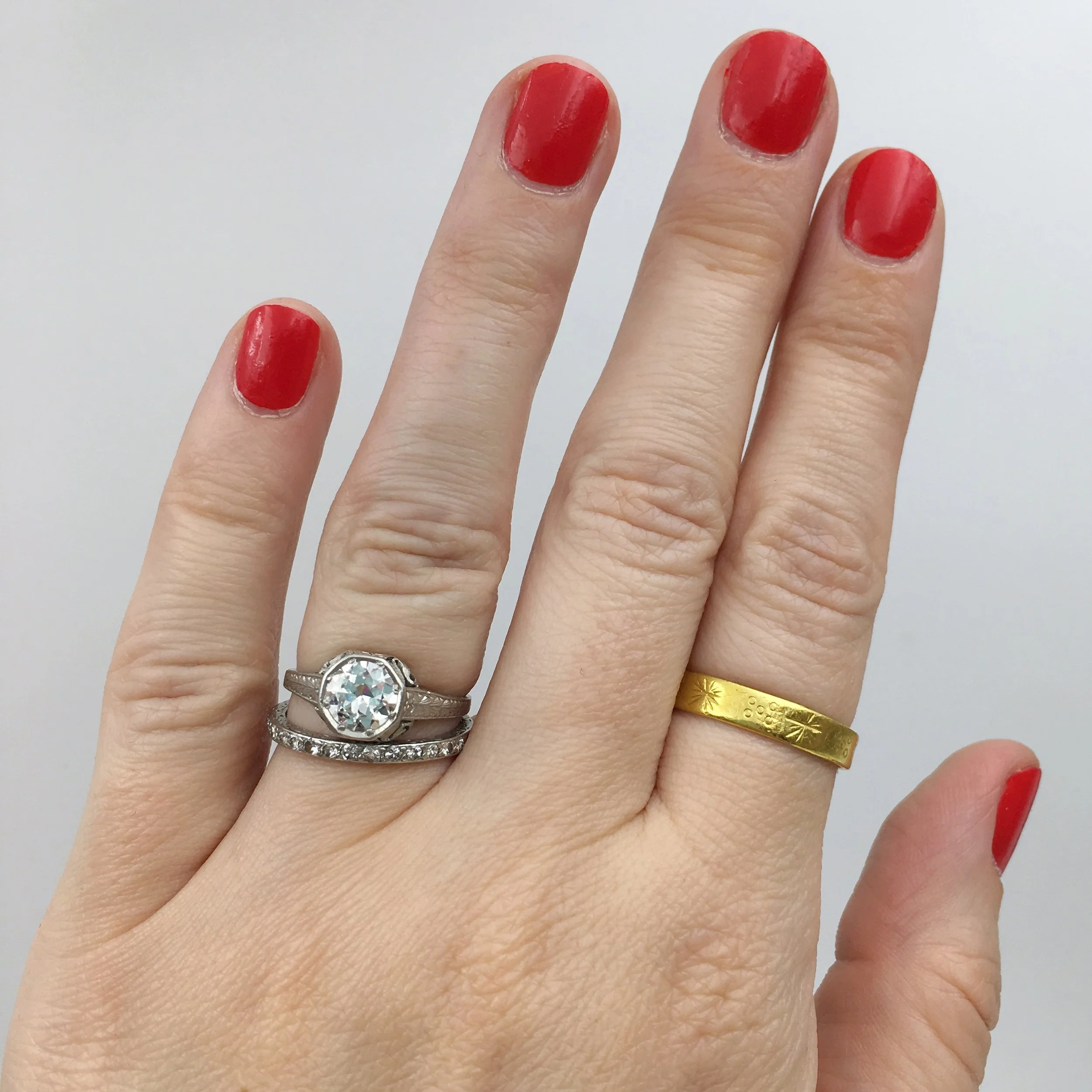 Art Deco diamond solitaire engagement ring Reverie estate jewelry NYC