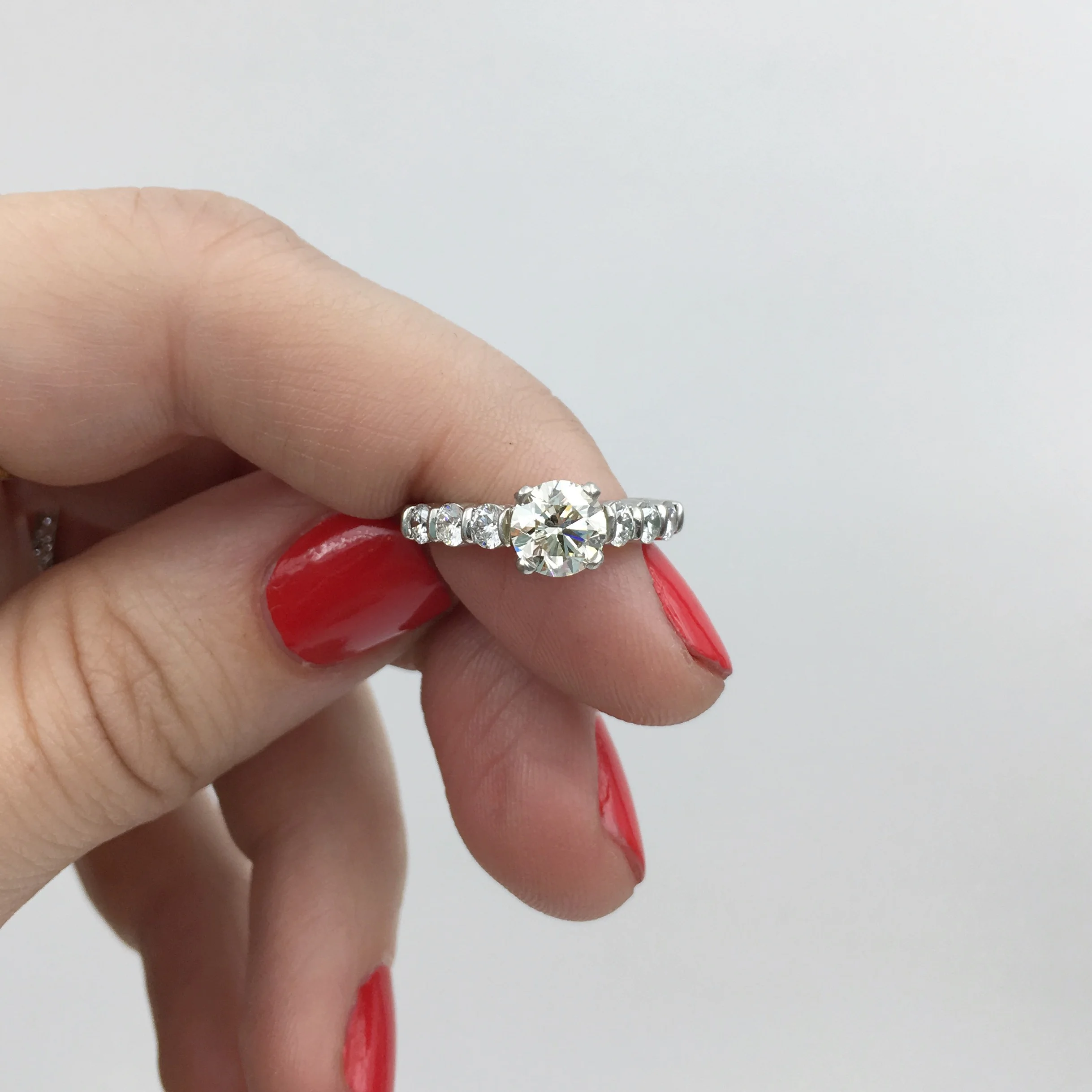 Platinum gemlok diamond engagment ring Reverie estate jewelry NYC