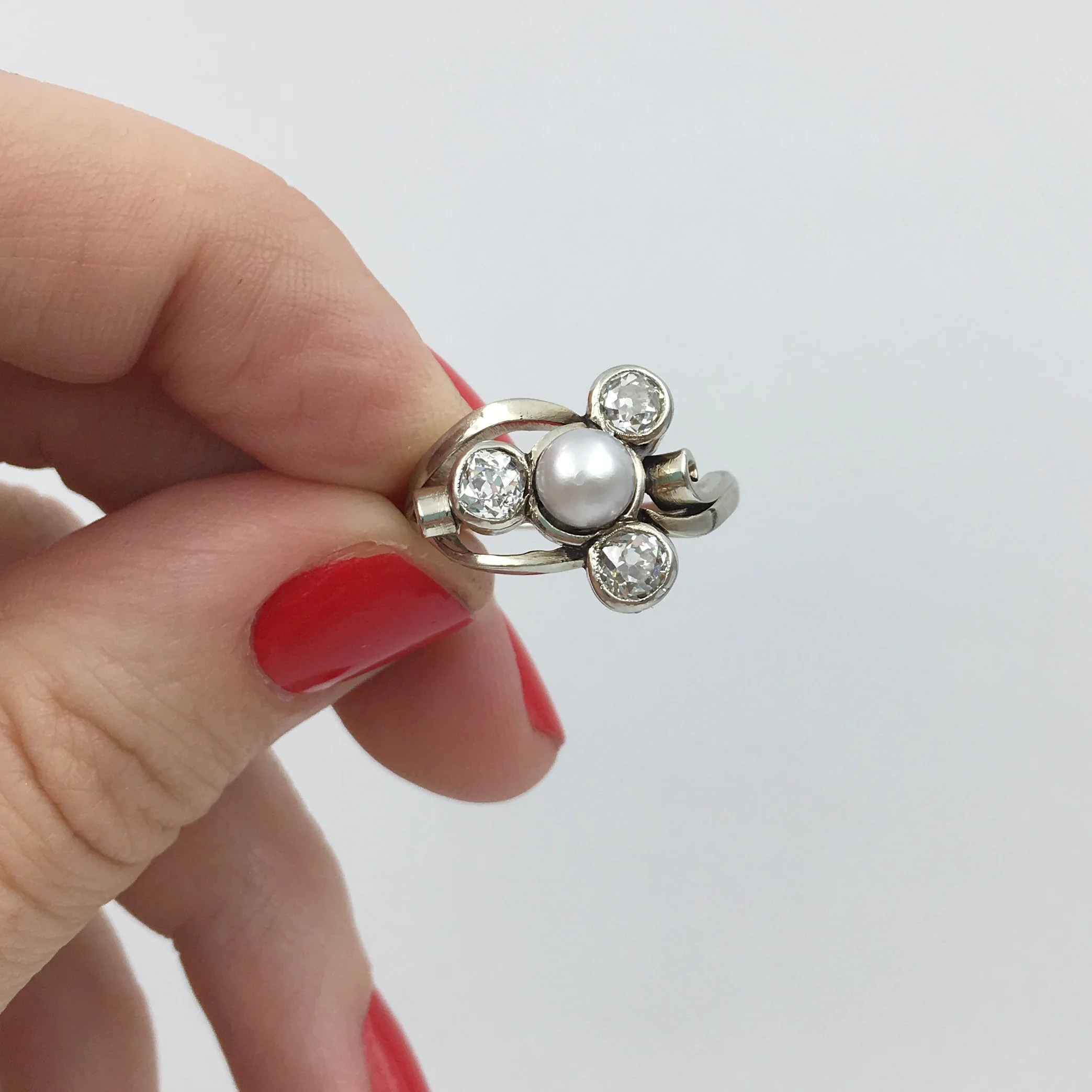 Art Nouveau old mind cut diamond ring Reverie estate jewelry NYC