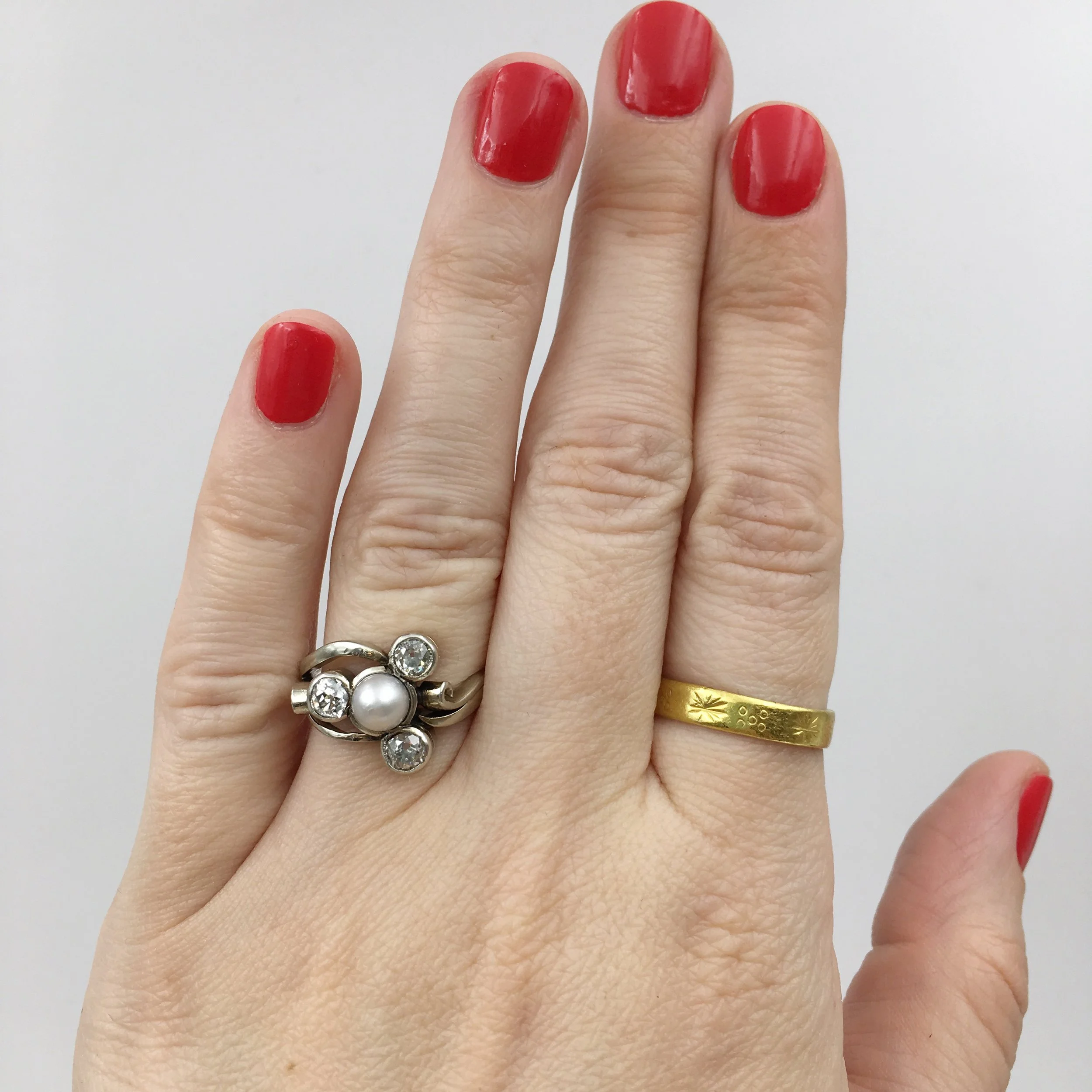 Art Nouveau old mind cut diamond ring Reverie estate jewelry NYC