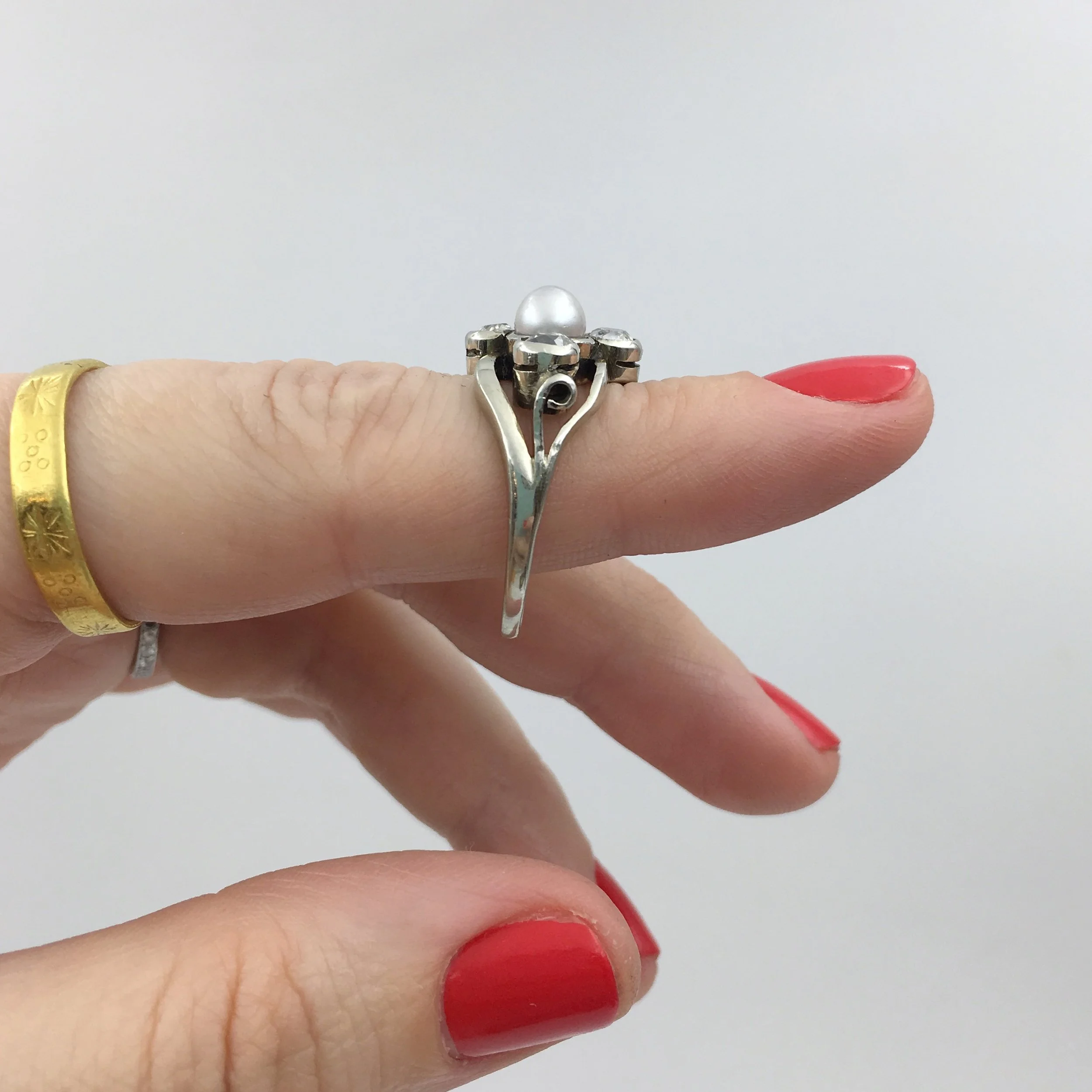 Art Nouveau old mind cut diamond ring Reverie estate jewelry NYC