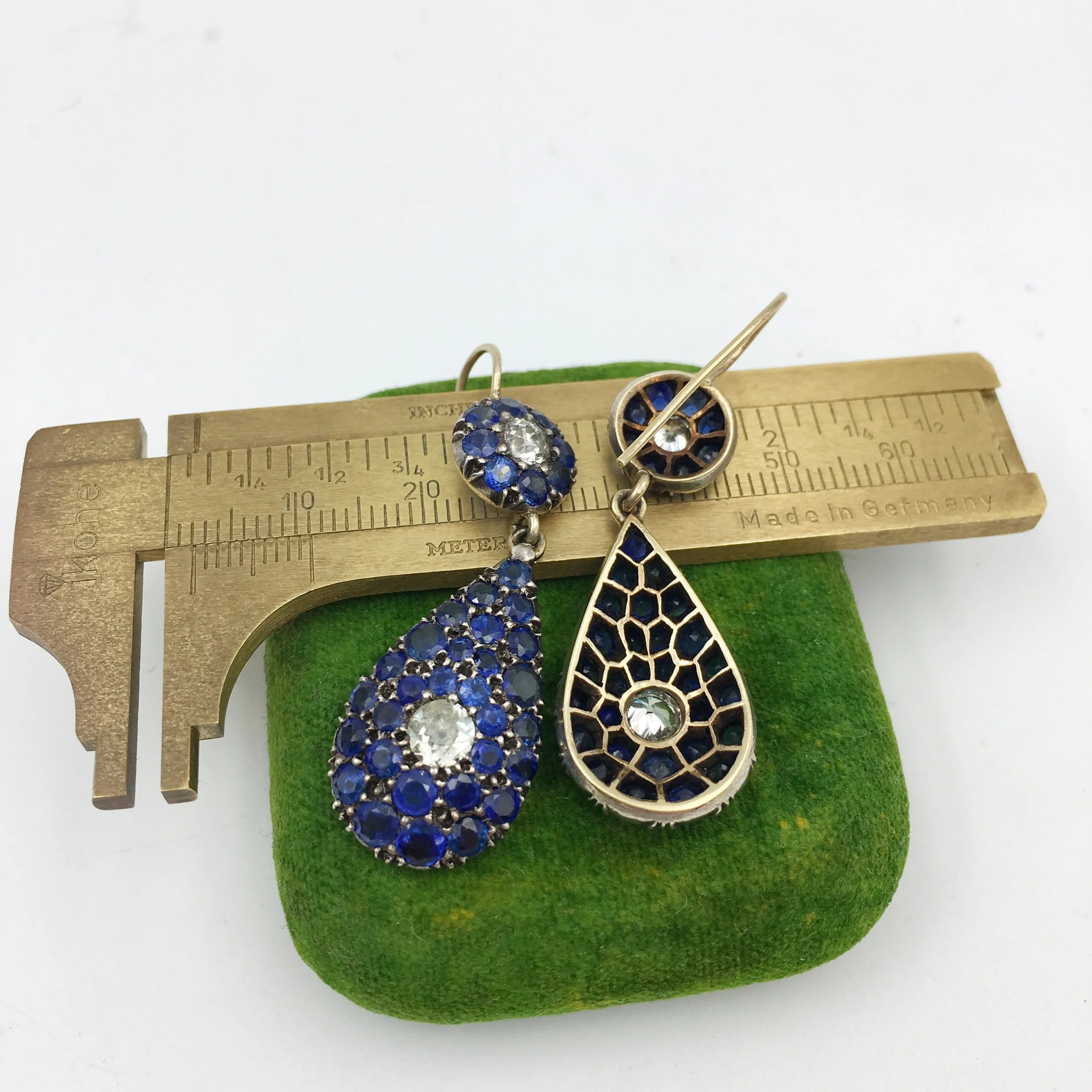 antique pave sapphire earrings Reverie antique jewelry NYC