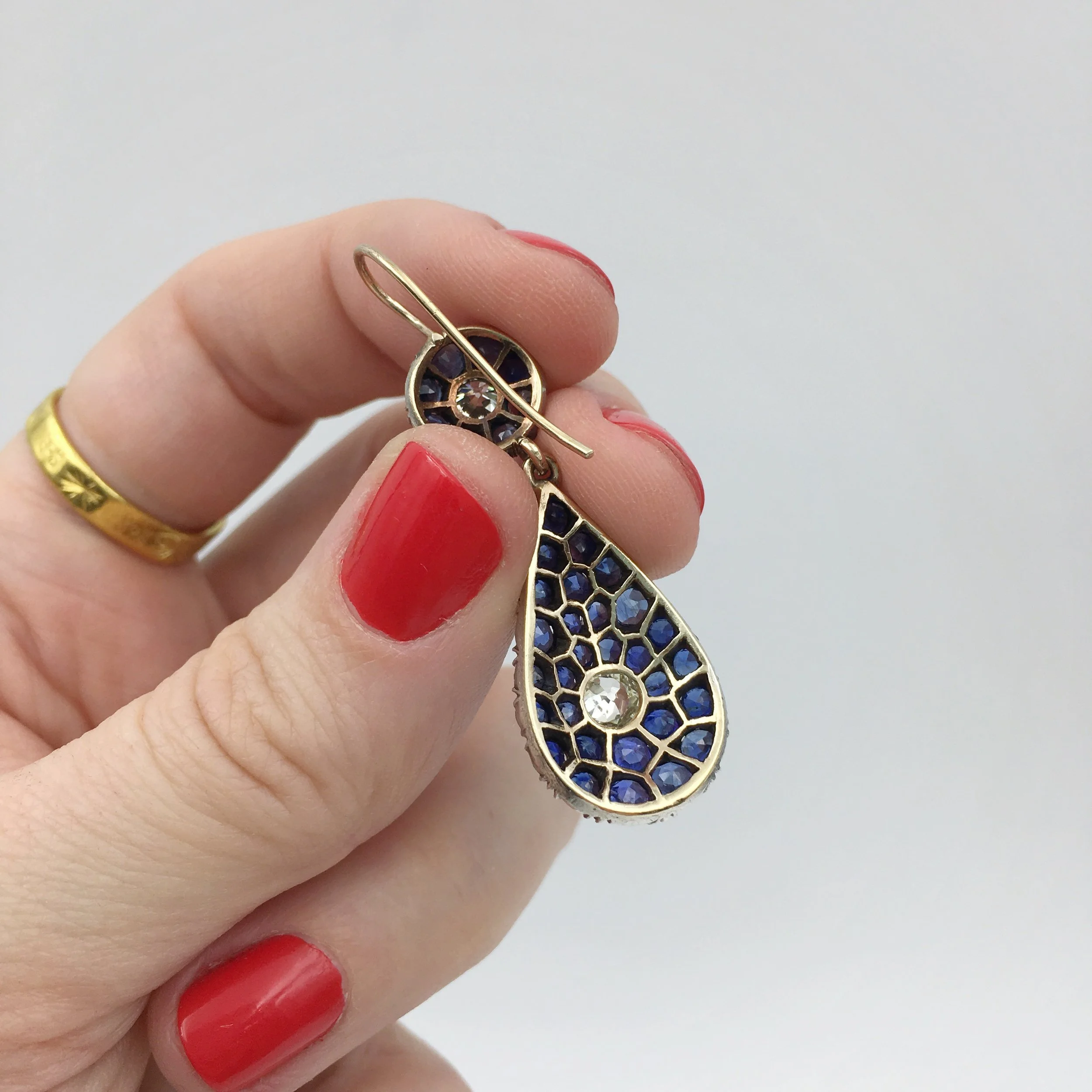 antique pave sapphire earrings Reverie estate jewelry NYC