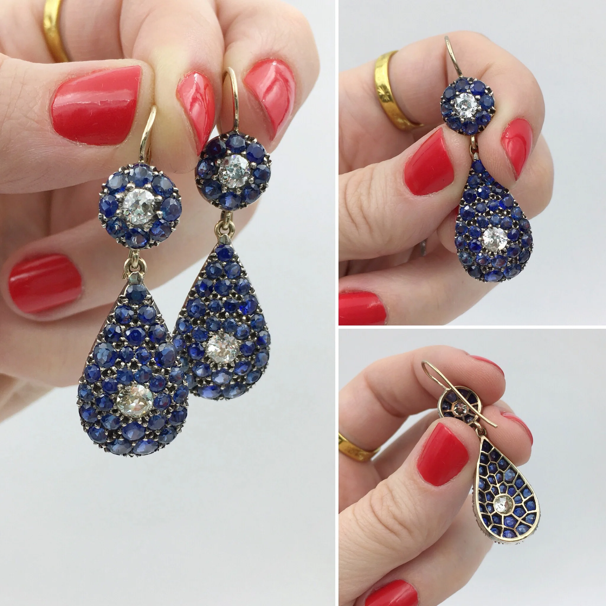 antique pave sapphire earrings Reverie estate jewelry NYC