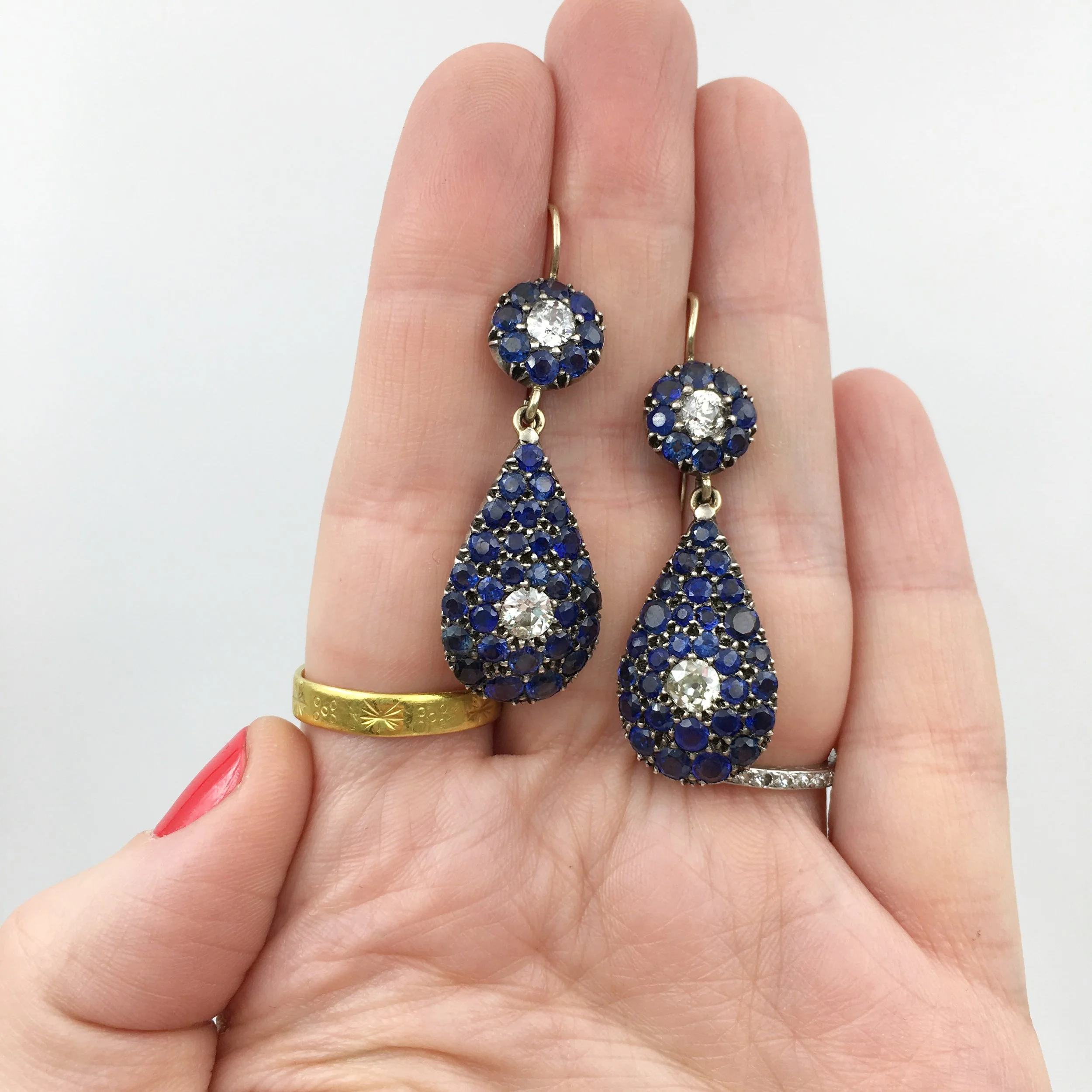 antique pave sapphire earrings Reverie estate jewelry NYC