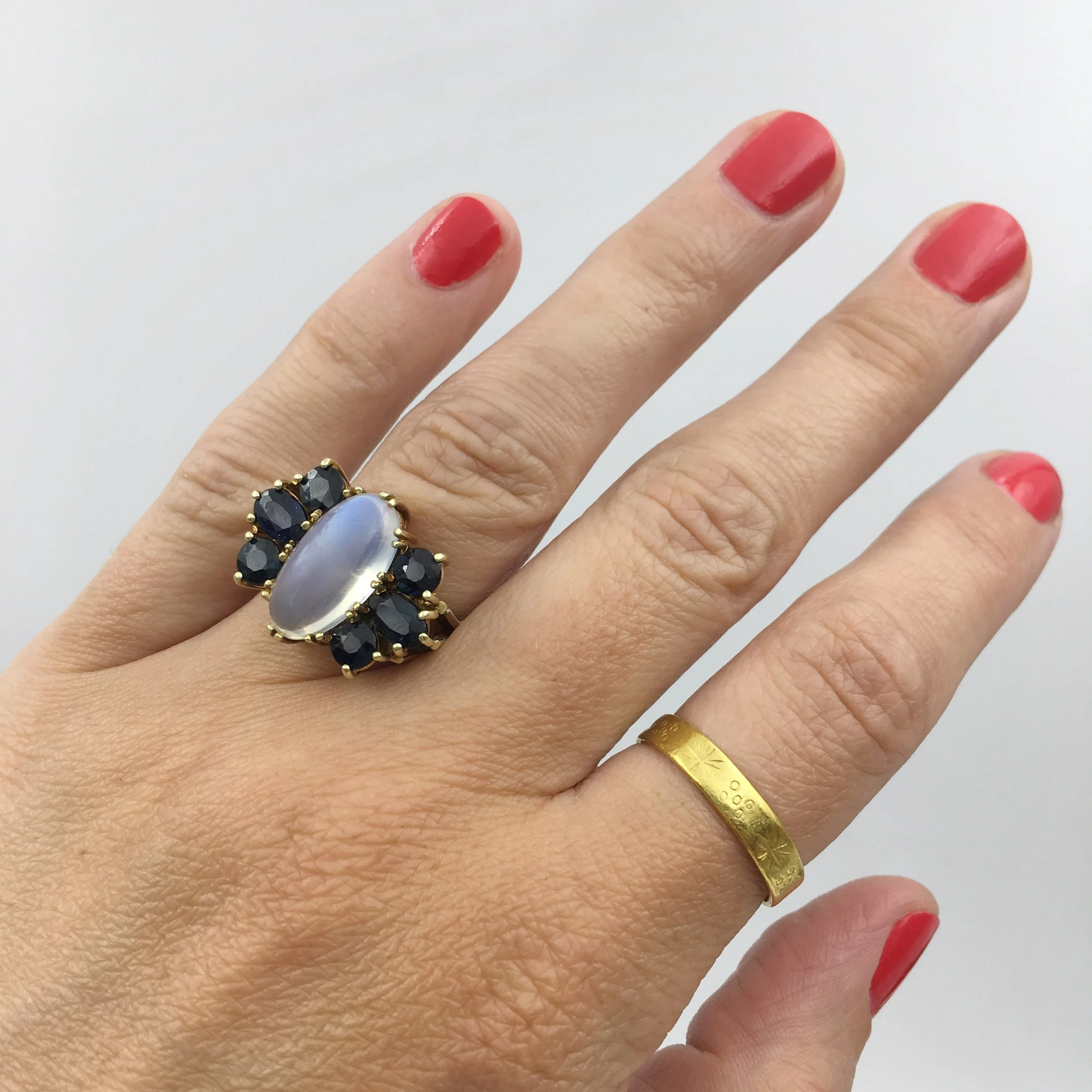 Vintage moonstone cocktail ring Reverie estate jewelry NYC