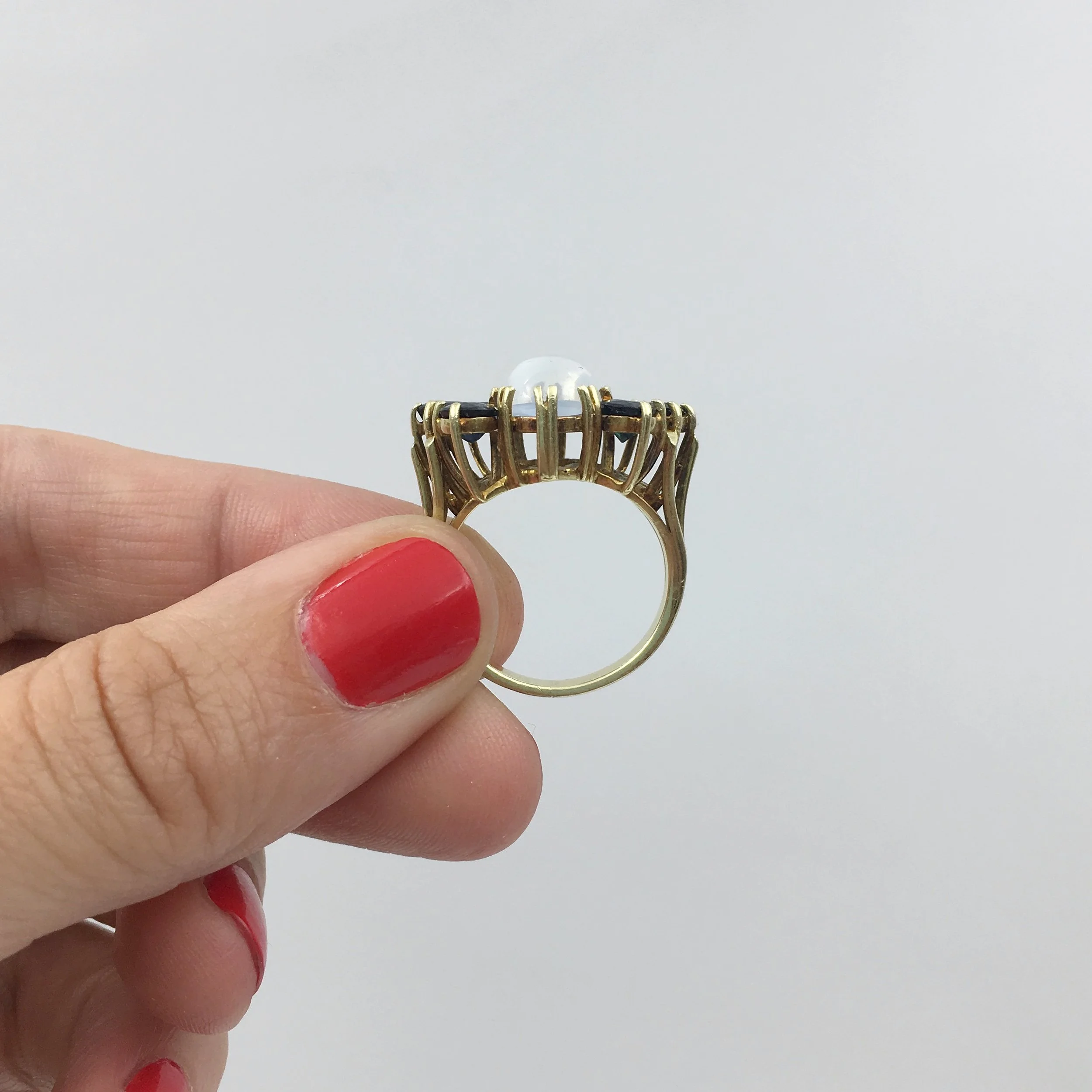 Vintage moonstone cocktail ring Reverie estate jewelry NYC